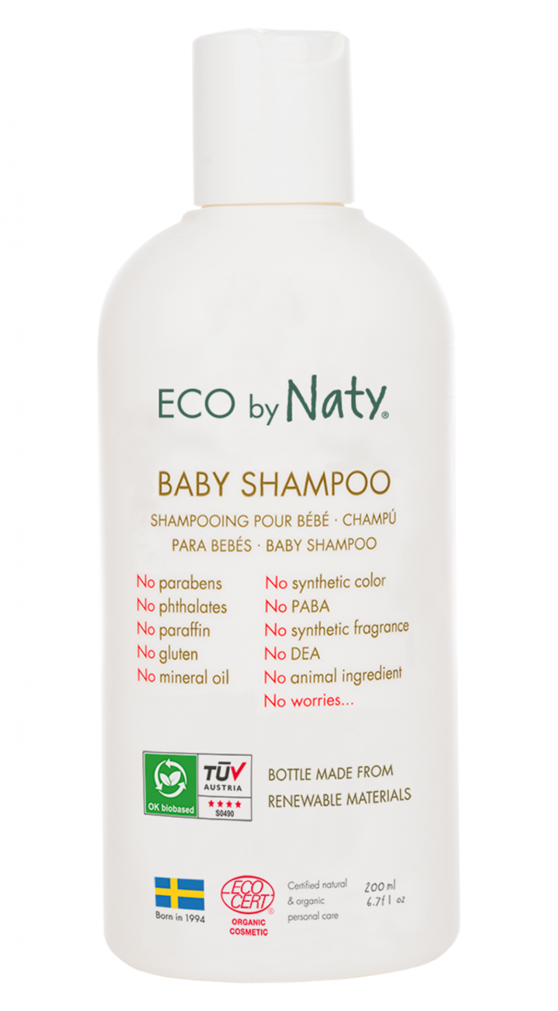 Naty Dětský šampon BIO (200 ml) - s bio aloe vera a kokosovým olejem