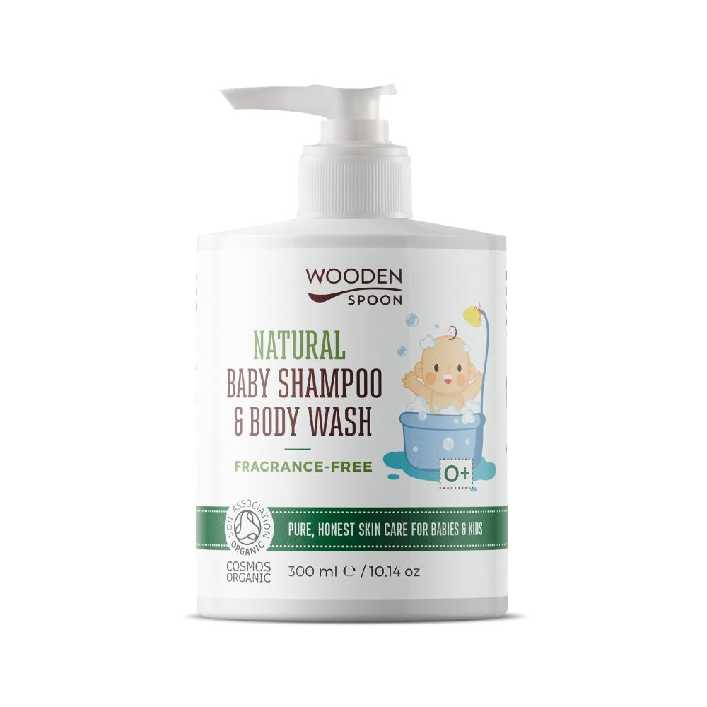 Wooden Spoon Dětský sprchový gel a šampon na vlasy 2v1 bez parfemace BIO (300 ml)