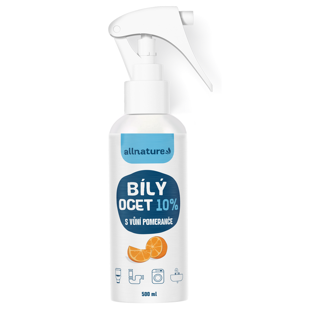 Allnature Bílý ocet sprej 10% s vůní pomeranče (500 ml) – univerzální přírodní čistič Allnature Bílý ocet sprej 10% s vůní pomeranče (500 ml) - univerzální přírodní čistič