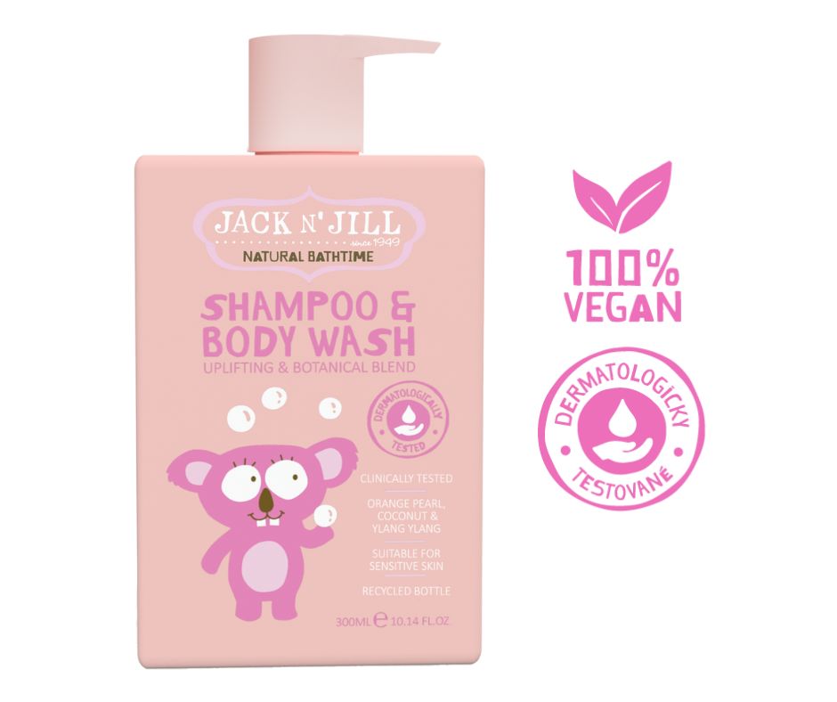 Jack n‘ Jill Dětský šampon a sprchový gel (300 ml) – s ylang-ylangem a pomerančem Jack n' Jill Dětský šampon a sprchový gel (300 ml) - s ylang-ylangem a pomerančem