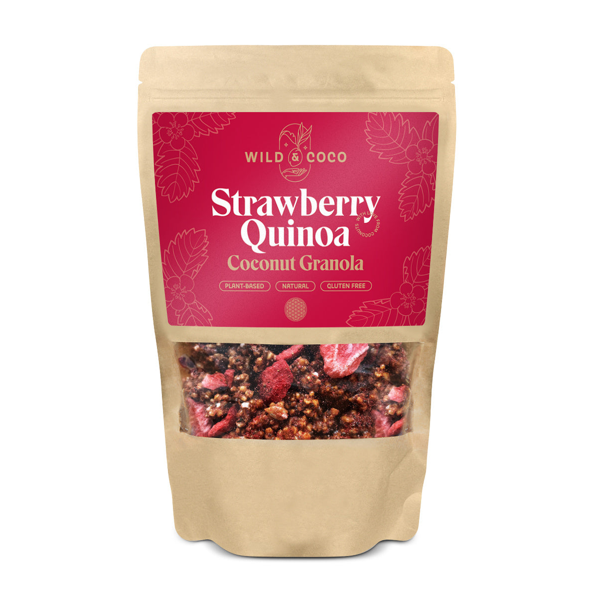 Wild & Coco Jahodová granola Quinoa & Coconut (220 g) – přirozeně bezlepková Wild & Coco Jahodová granola Quinoa & Coconut (220 g) - přirozeně bezlepková