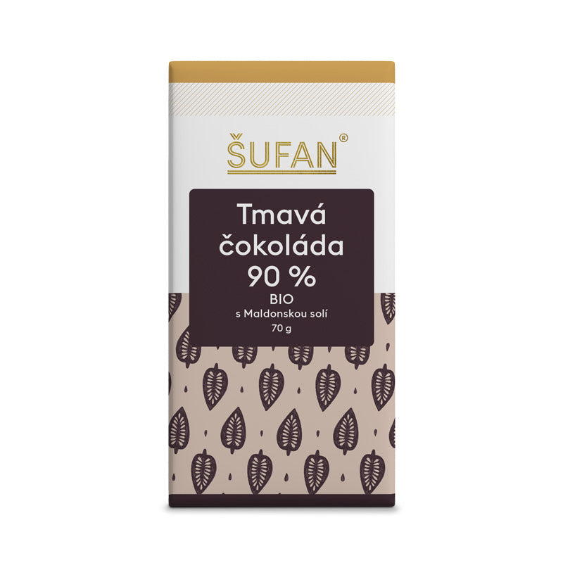Šufan Tmavá čokoláda 90% s maldonskou solí BIO (70 g) – Peru – vyrobena metodou bean-to-bar Šufan Tmavá čokoláda 90% s maldonskou solí BIO (70 g) - Peru - vyrobena metodou bean-to-bar