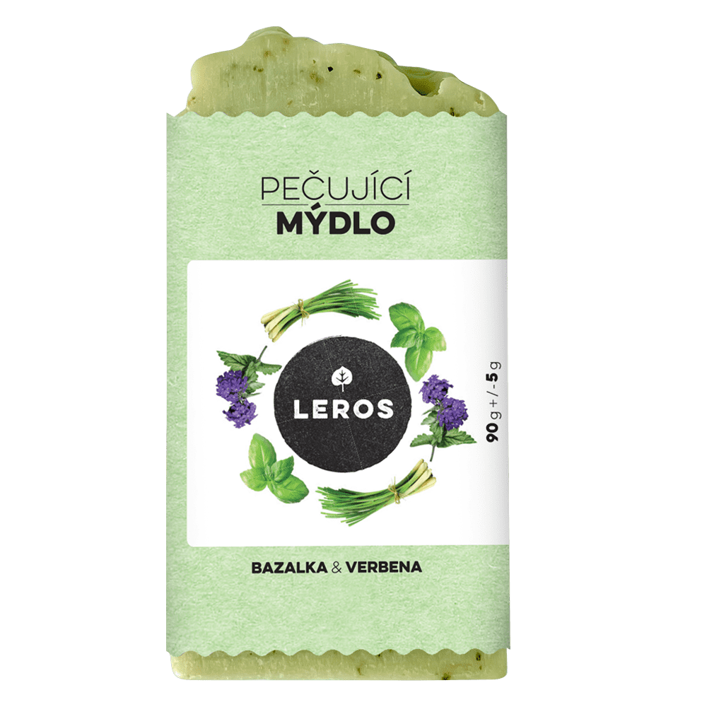 LEROS Pečující mýdlo (90 g) – Bazalka & verbena – se zeleným jílem LEROS Pečující mýdlo (90 g) - Bazalka & verbena - se zeleným jílem