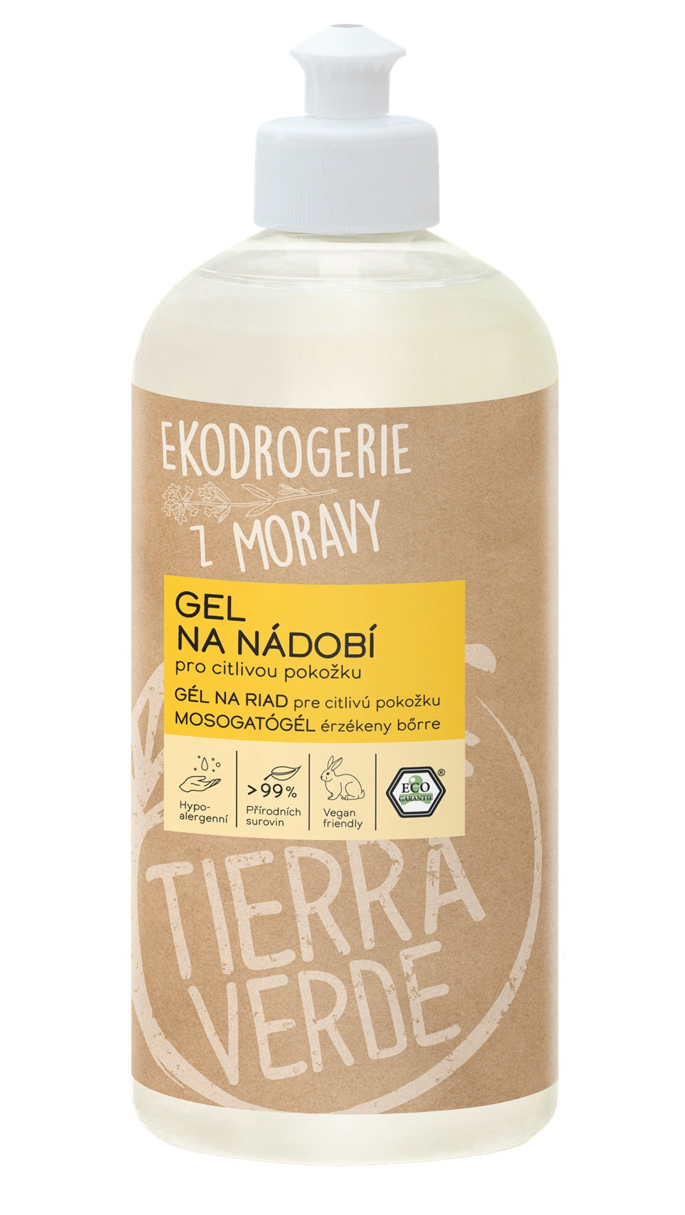 Tierra Verde Gel na nádobí – pro citlivou pokožku – 500 ml Tierra Verde Gel na nádobí - pro citlivou pokožku - 500 ml
