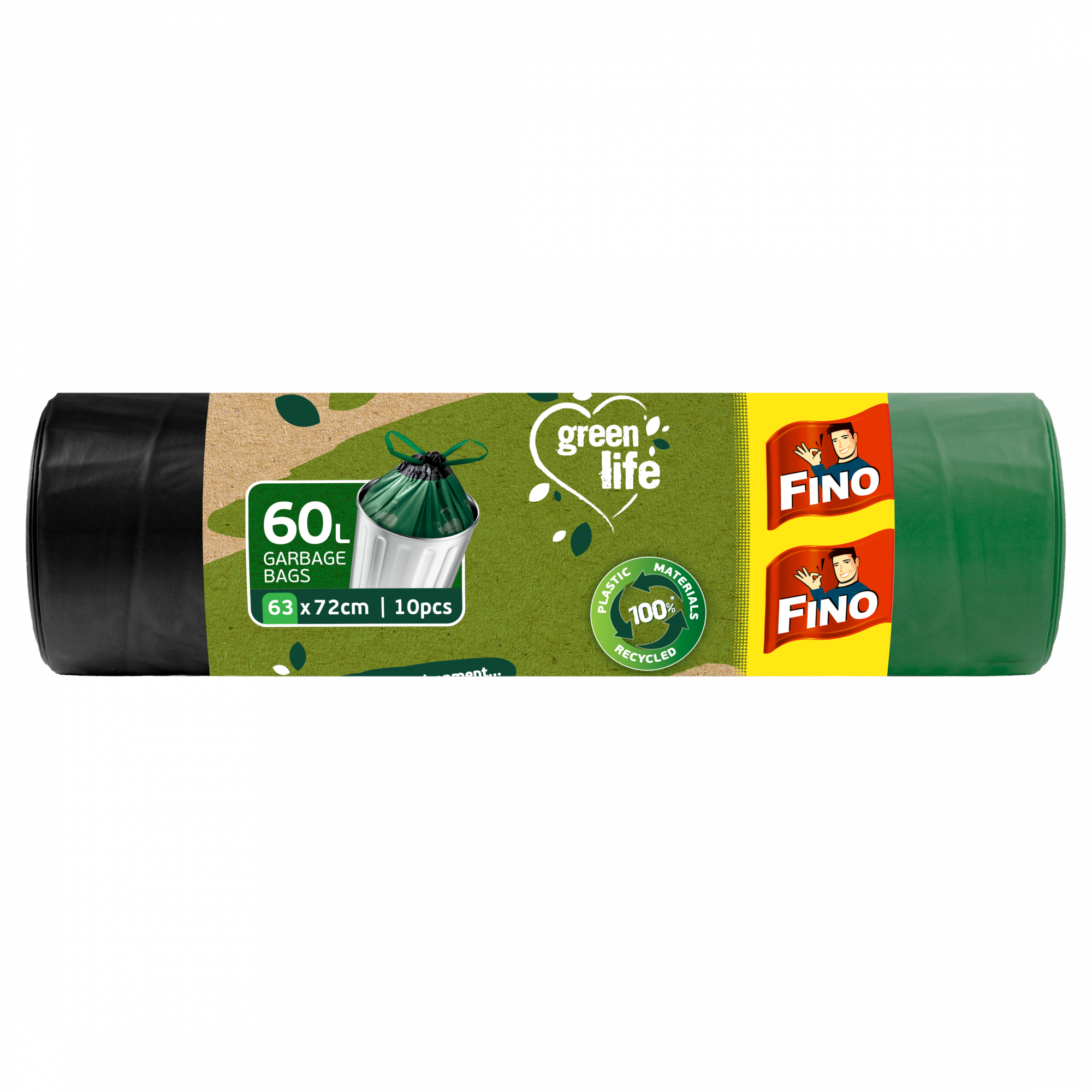 FINO Pytle na odpadky zatahovací Green Life – 60 l (10 ks) FINO Pytle na odpadky zatahovací Green Life - 60 l (10 ks)