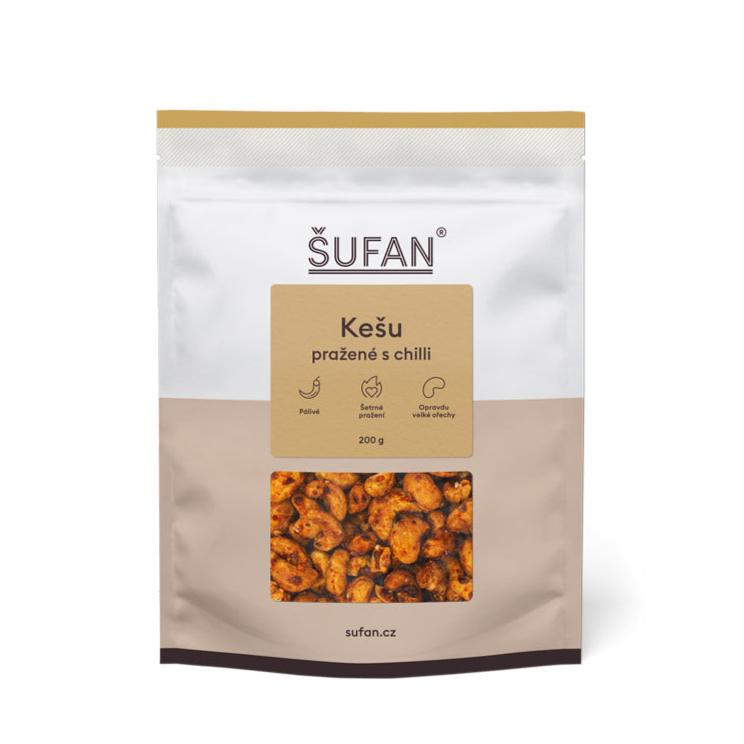 Šufan Kešu pražené (200 g) – chilli a panela – sladce pikantní chuť Šufan Kešu pražené (200 g) - chilli a panela - sladce pikantní chuť