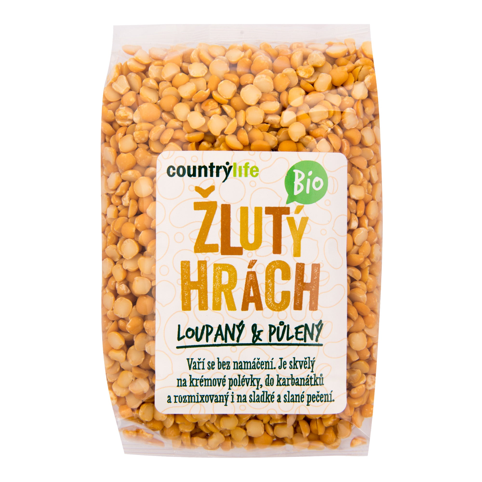 Hrách žlutý půlený 500 g BIO   COUNTRY LIFE Hrách žlutý půlený 500 g BIO   COUNTRY LIFE