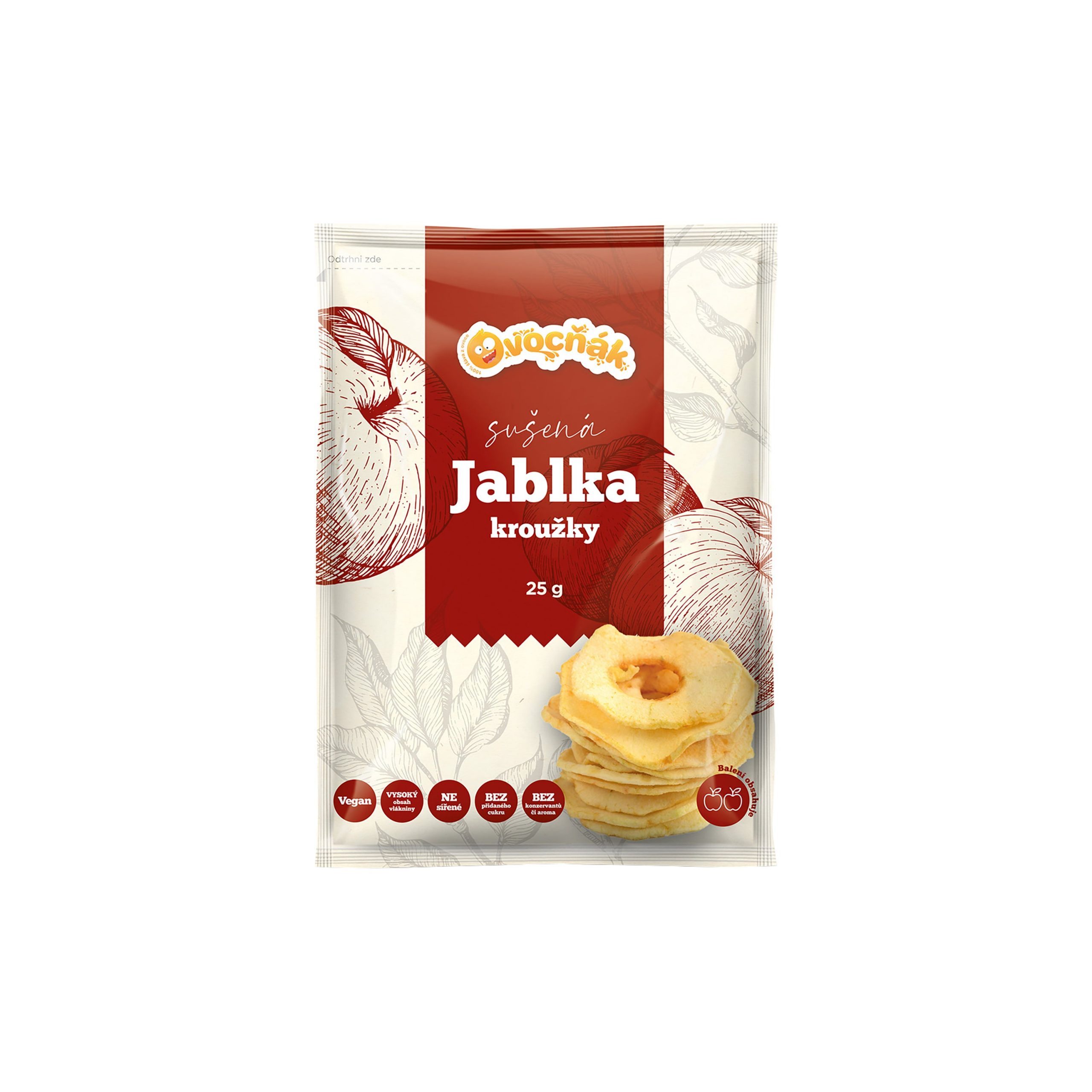 Kroužky sušené jablečné 25 g   OVOCŇÁK Kroužky sušené jablečné 25 g   OVOCŇÁK