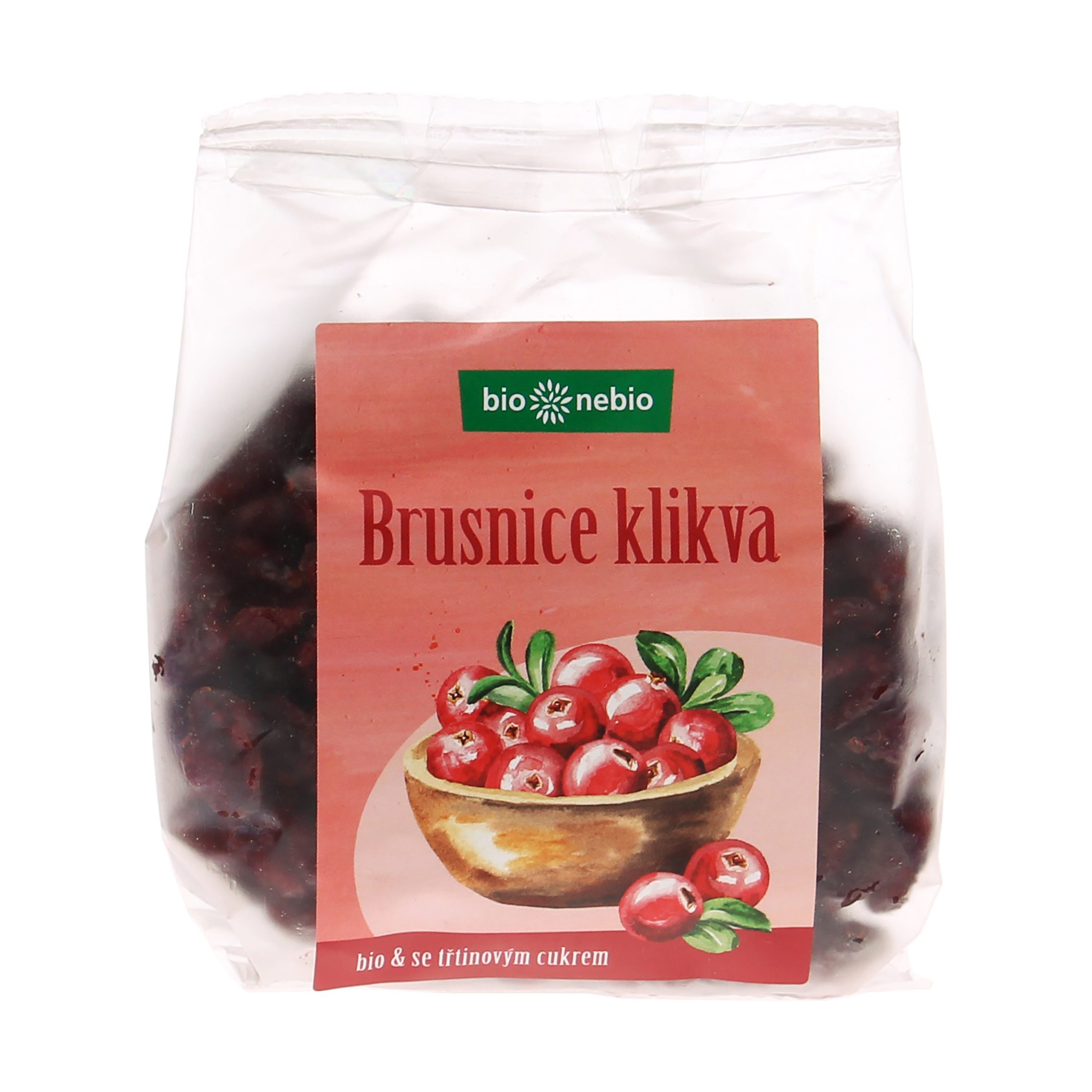 Klikva brusnice se třtinovým cukrem 200 g BIO   BIO NEBIO Klikva brusnice se třtinovým cukrem 200 g BIO   BIO NEBIO