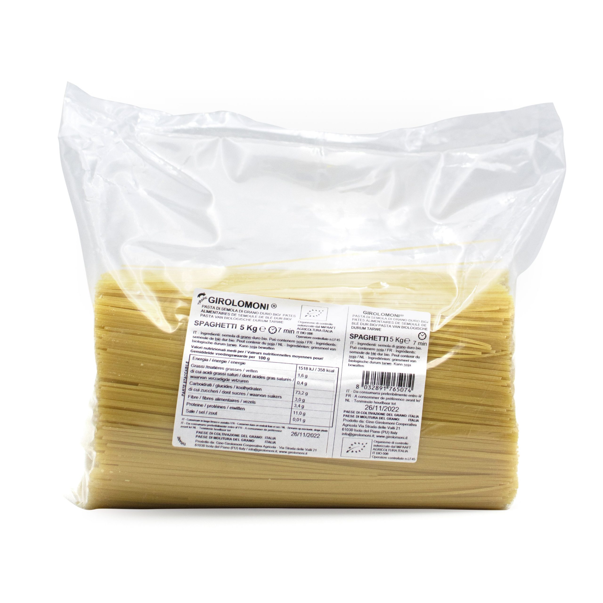 Těstoviny špagety semolinové 5 kg BIO GIROLOMONI Těstoviny špagety semolinové 5 kg BIO GIROLOMONI