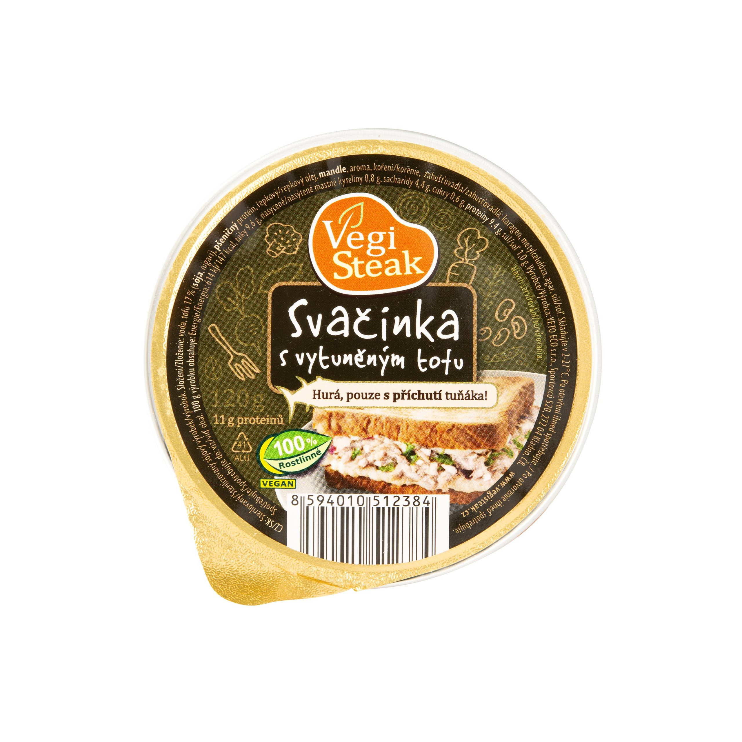 Vegi steak svačinka s vytuněným tofu 120 g VETO ECO Vegi steak svačinka s vytuněným tofu 120 g VETO ECO