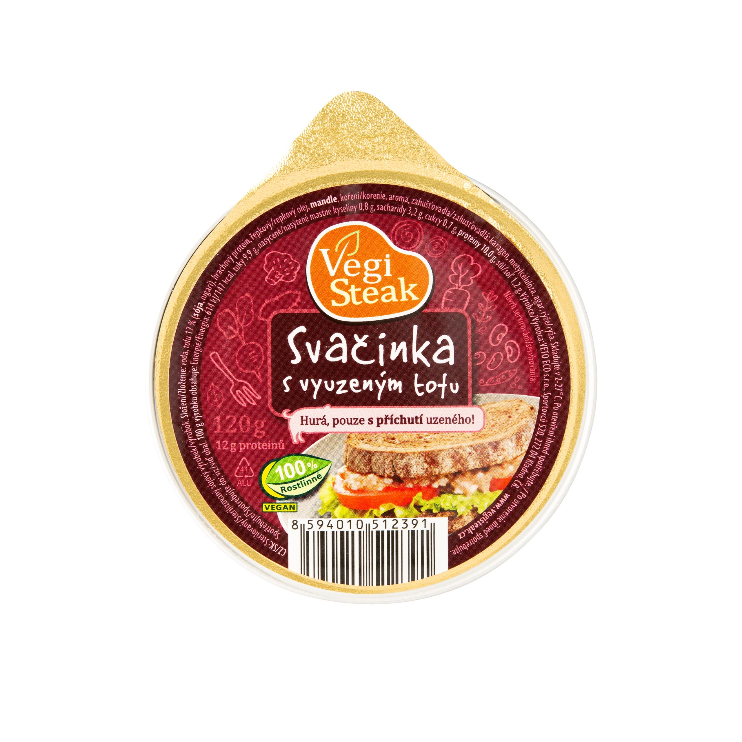 Vegi steak svačinka s vyuzeným tofu 120 g VETO ECO Vegi steak svačinka s vyuzeným tofu 120 g VETO ECO