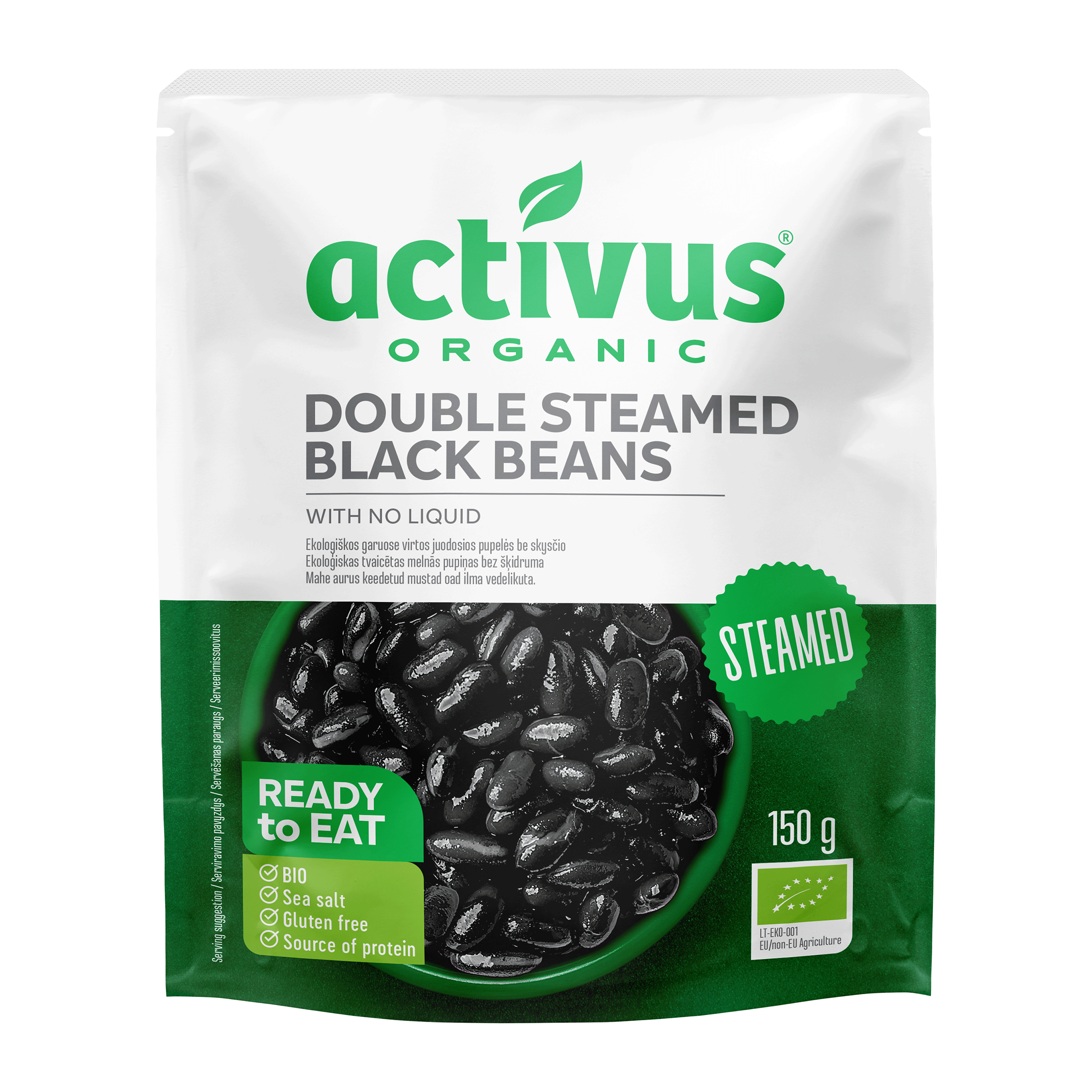 Fazole černá na páře bez nálevu 150 g BIO ACTIVUS Fazole černá na páře bez nálevu 150 g BIO ACTIVUS