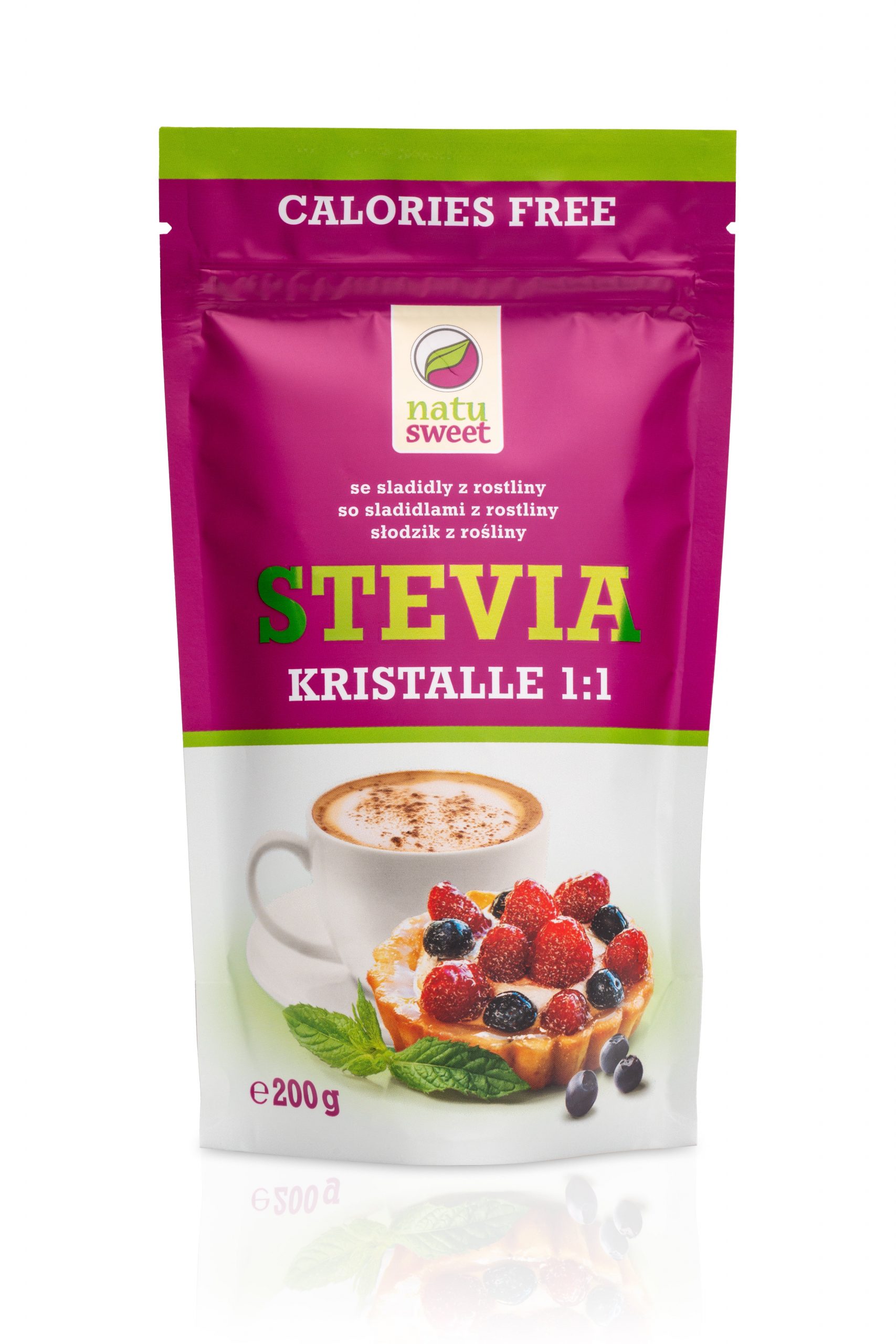 Sladidlo ze stévie kristalle 1:1 200 g NATUSWEET Sladidlo ze stévie kristalle 1:1 200 g NATUSWEET