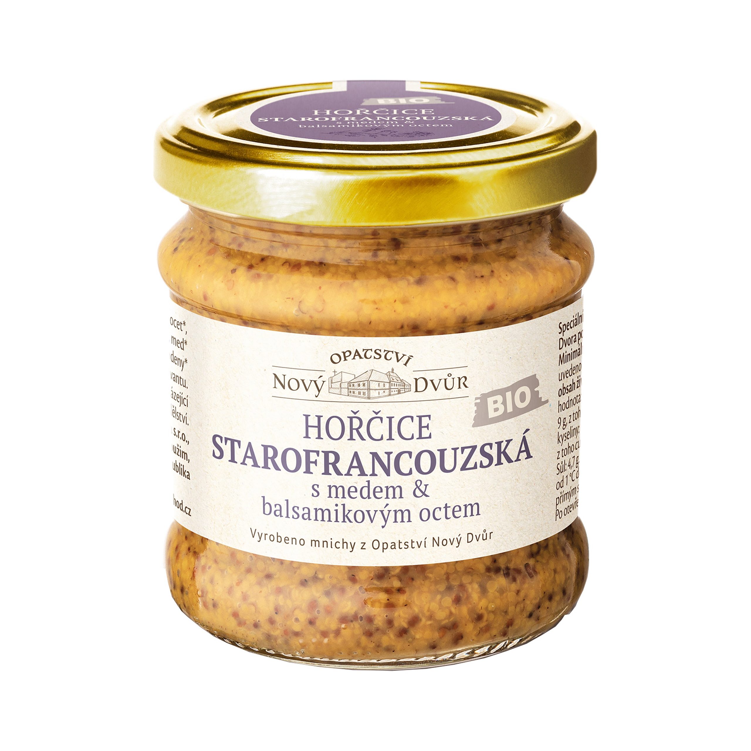 Hořčice starofrancouzská s medem a balsamikem 195 g BIO   LABORA