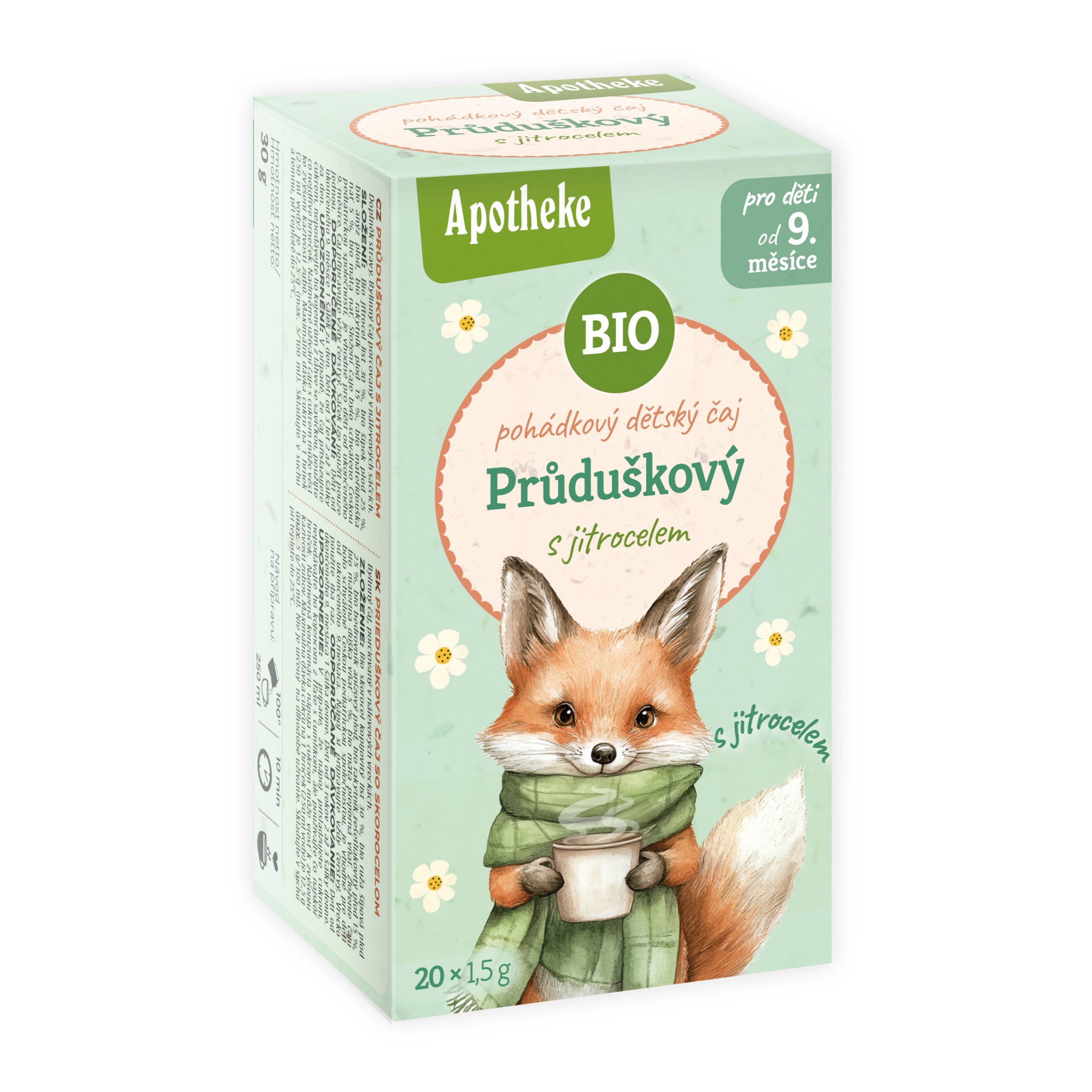 Apotheke Bylinný čaj dětský Průduškový s jitrocelem BIO - nálev. sáčky (20 x 1