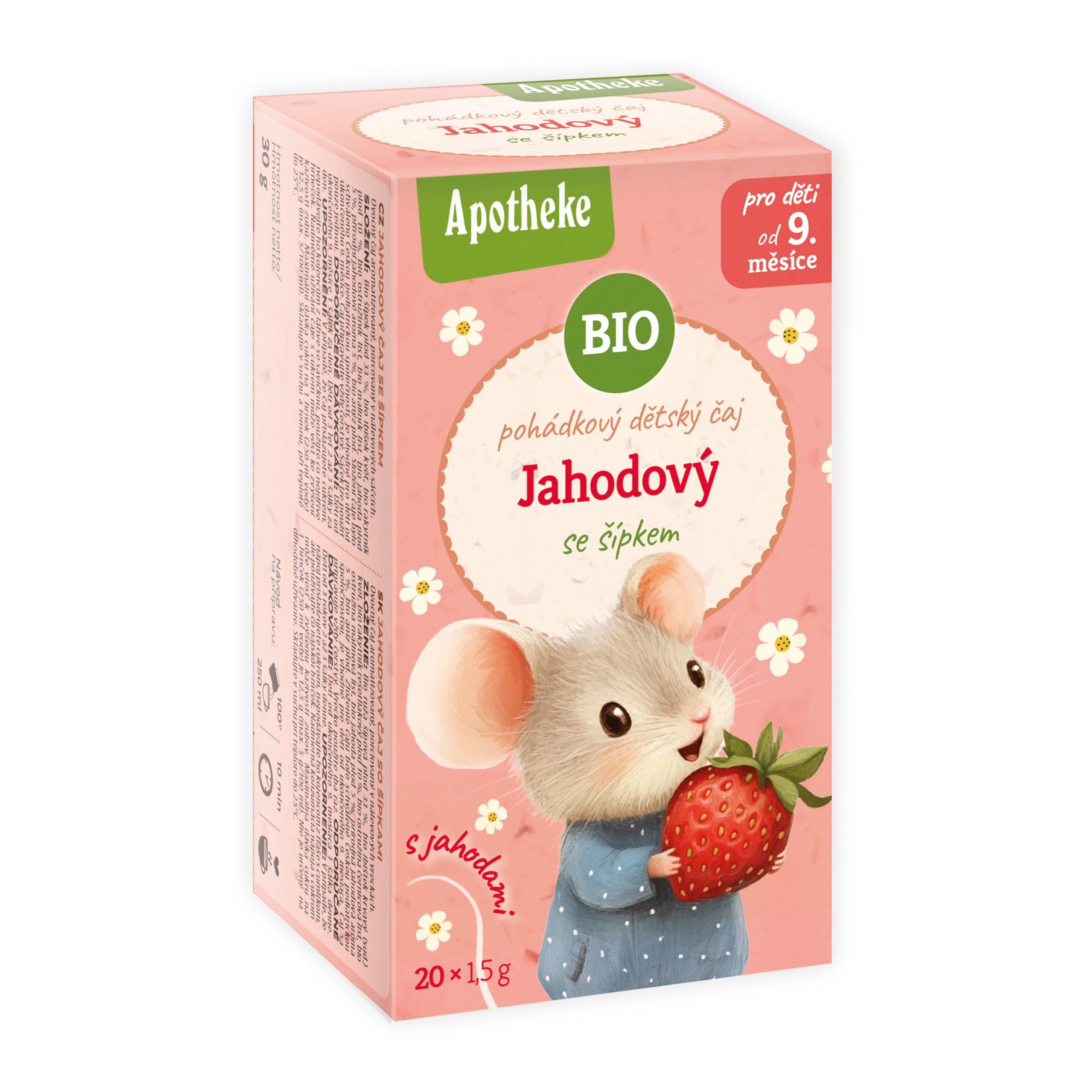 Apotheke Ovocný čaj dětský jahodový se šípkem BIO – nálevové sáčky (20 x 1 Apotheke Ovocný čaj dětský jahodový se šípkem BIO - nálevové sáčky (20 x 1