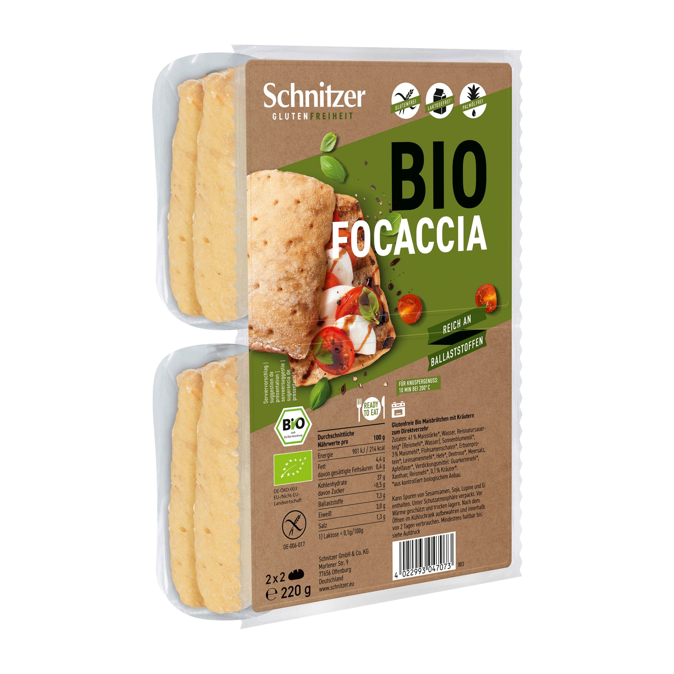 Focaccia bezlepková 220 g BIO SCHNITZER Focaccia bezlepková 220 g BIO SCHNITZER