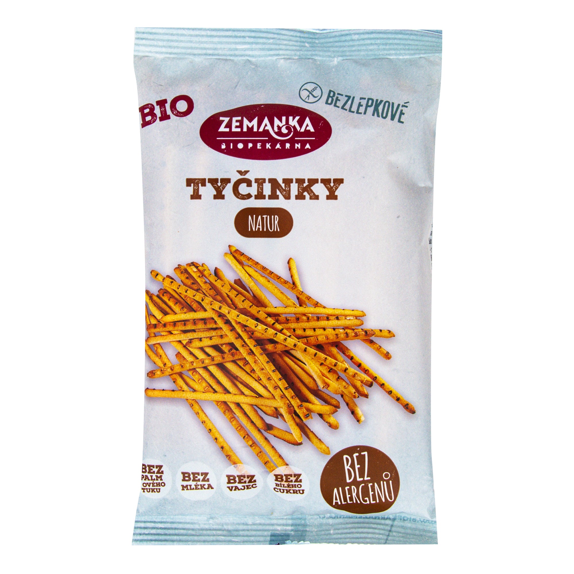Zemanka Tyčinky natur BIO – bezlepkové (45 g) – slané zobání bez lepku a palmáče Zemanka Tyčinky natur BIO - bezlepkové (45 g) - slané zobání bez lepku a palmáče