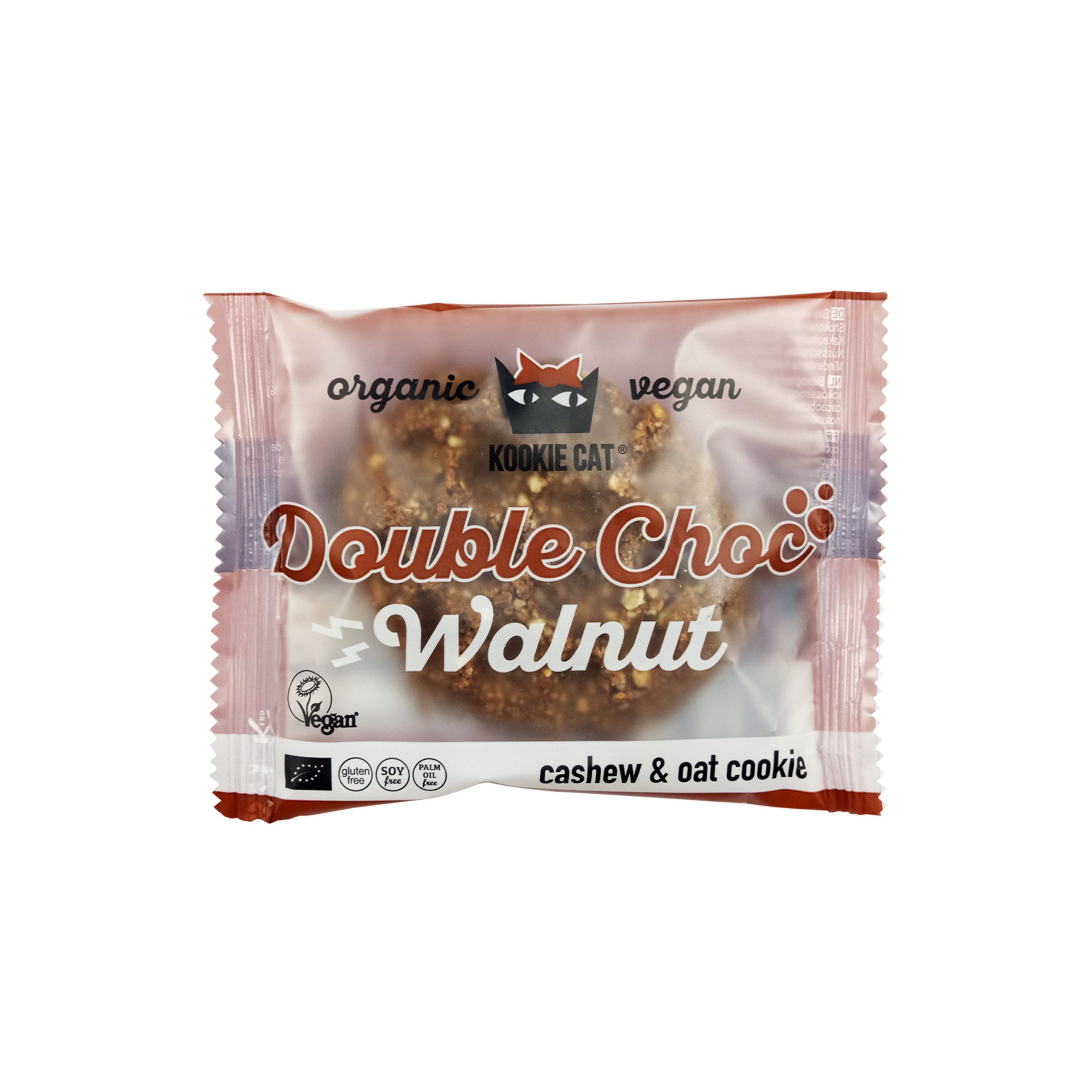 Cookie kakaové s kousky čokolády a vlašskými ořechy veganské bezlepkové 50 g BIO KOOKIE CAT Cookie kakaové s kousky čokolády a vlašskými ořechy veganské bezlepkové 50 g BIO KOOKIE CAT