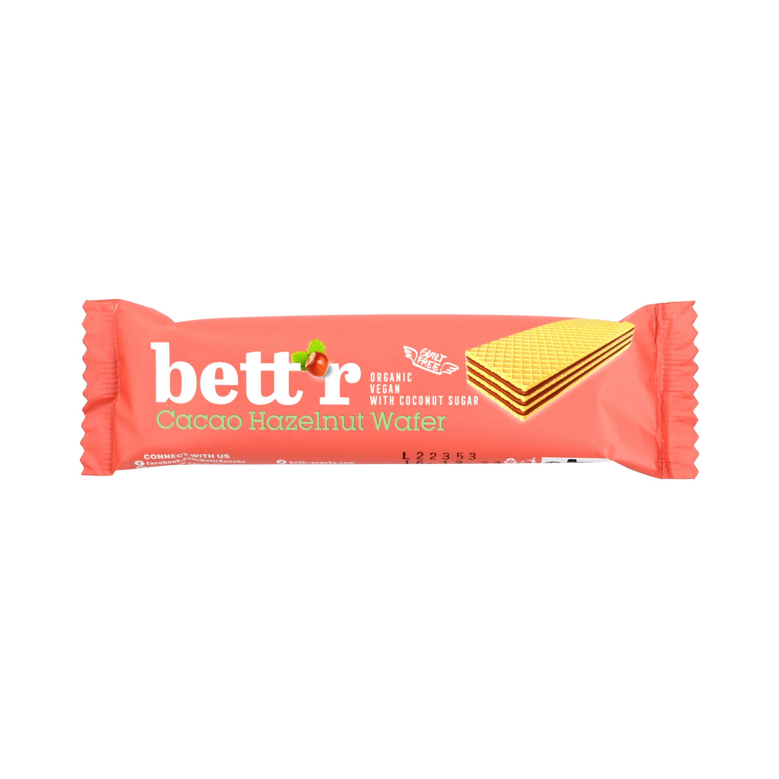 Oplatka s lískovými oříšky a kakaem veganská 30 g BIO   BETT´R