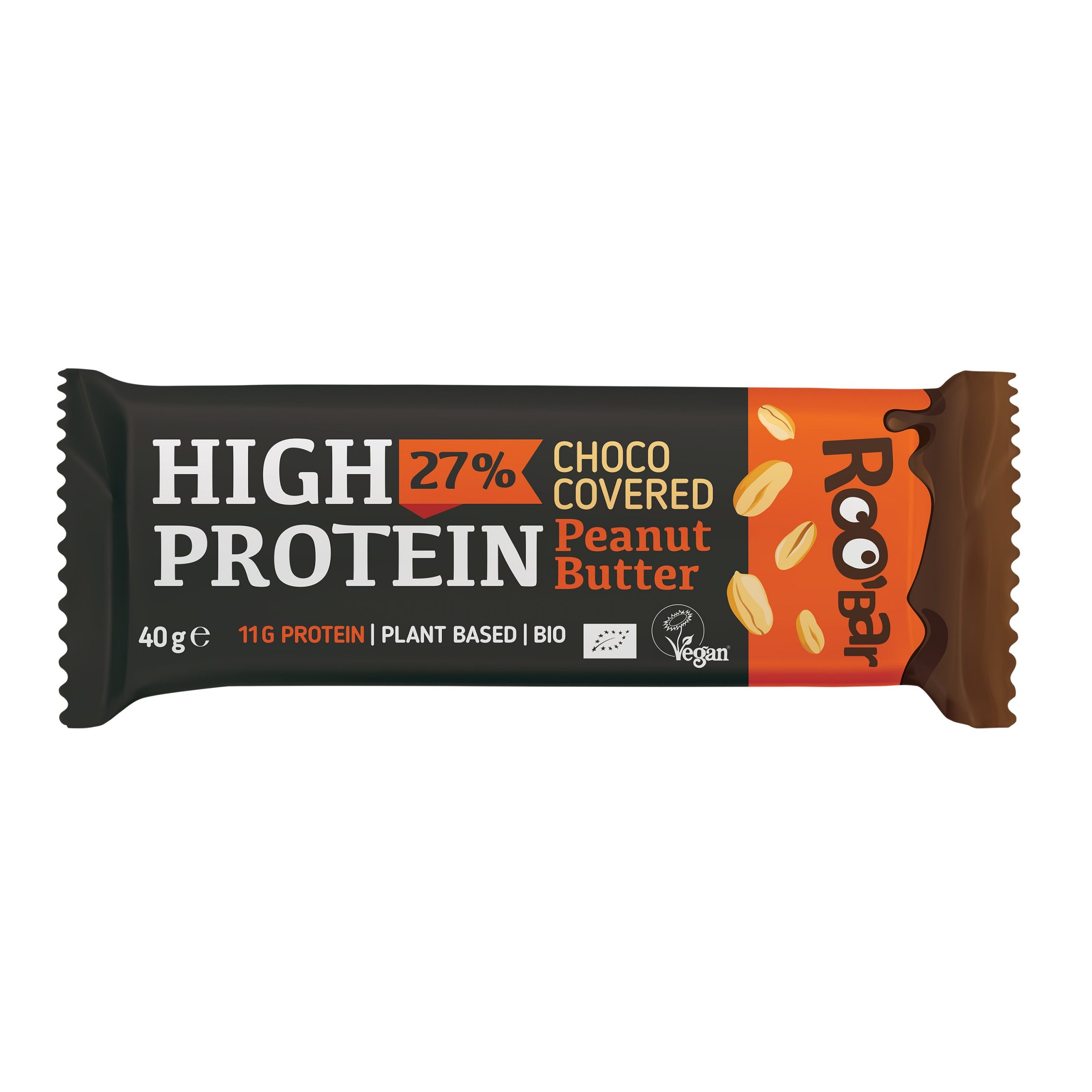 Tyčinka proteinová s arašídy v čokoládě veganská 40 g BIO   ROO´BAR