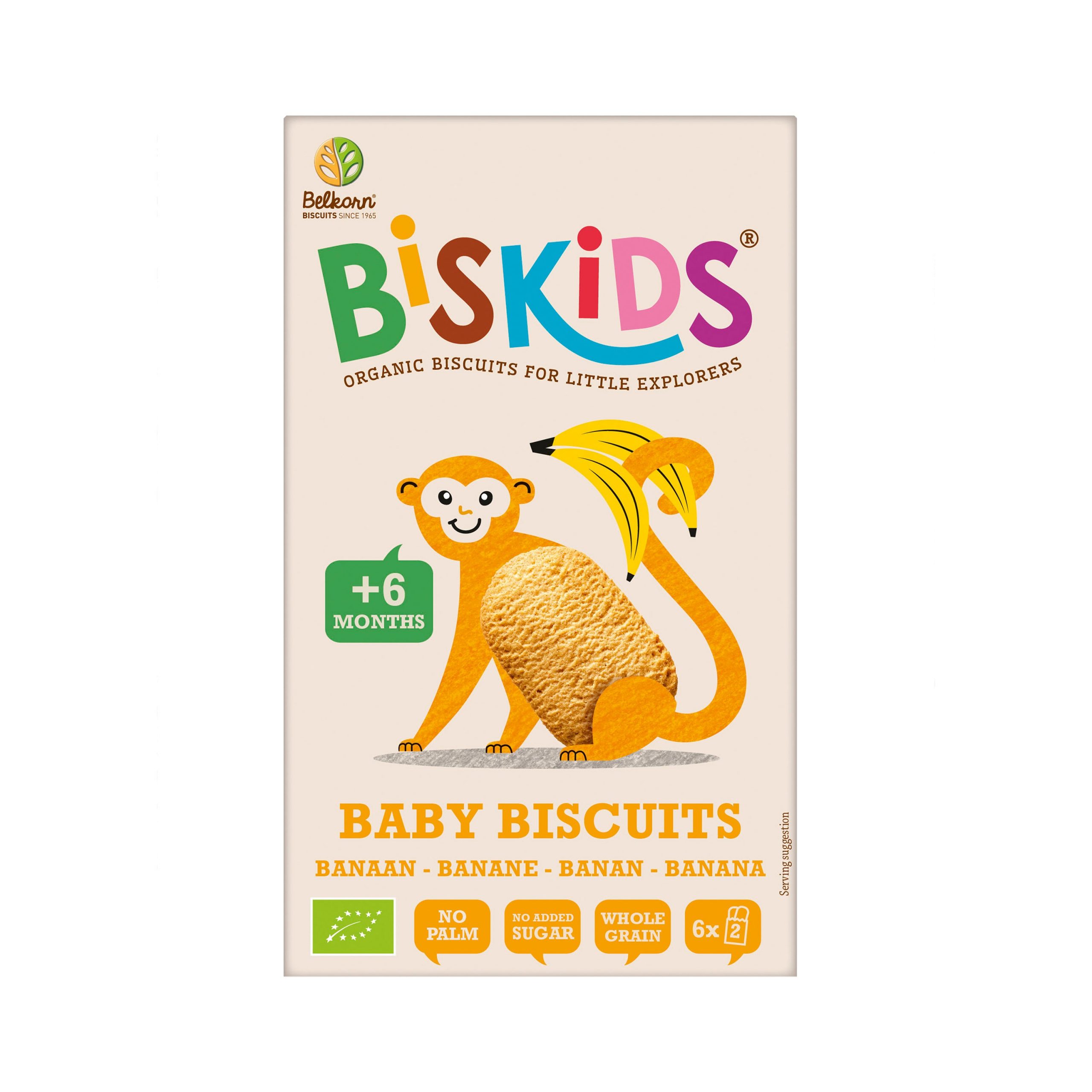 BISkids Sušenky celozrnné s banánem dětské 6M+ BIO (120 g) - bez přidaného cukru