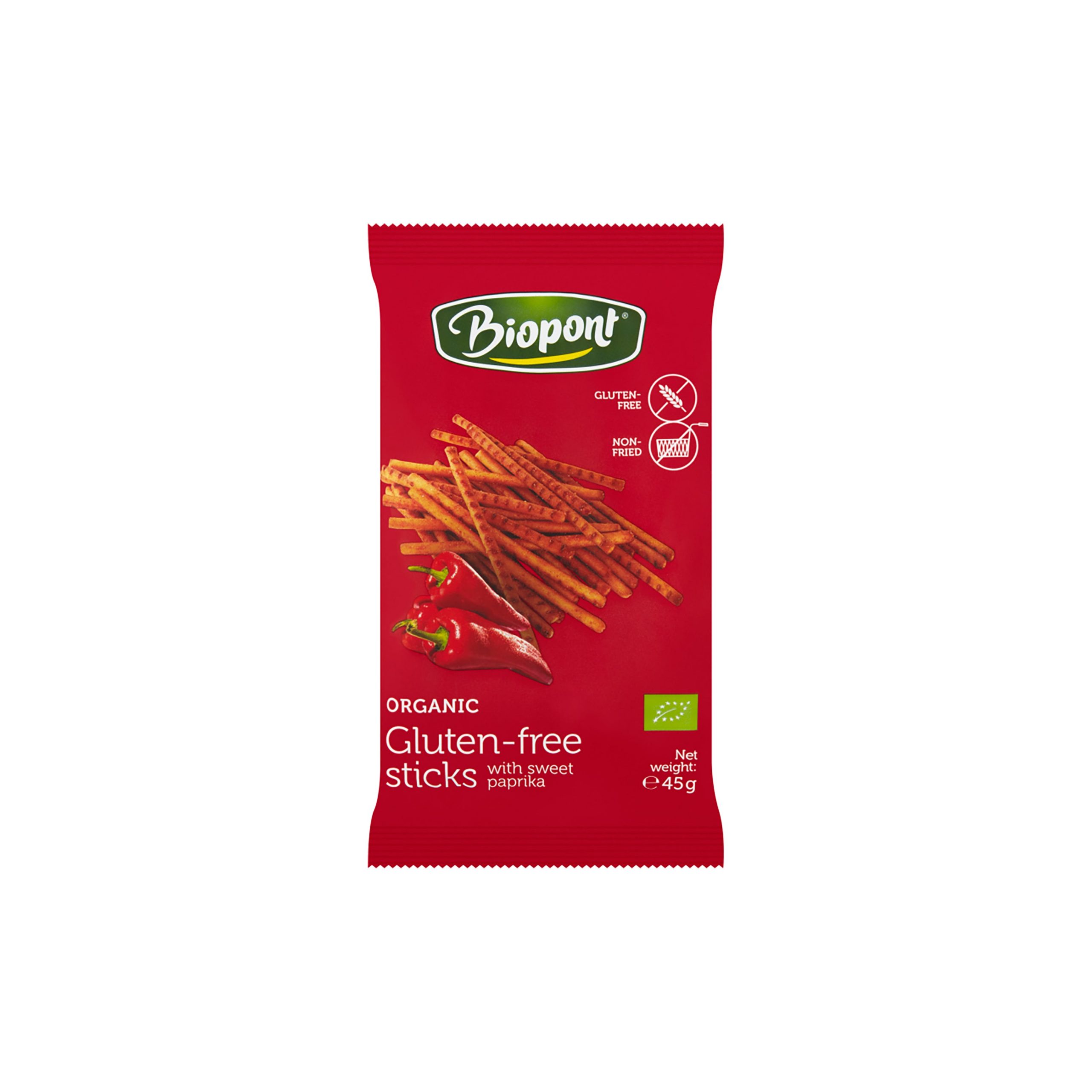 Tyčinky slané paprikové bez lepku 45 g BIO BIOPONT Tyčinky slané paprikové bez lepku 45 g BIO BIOPONT