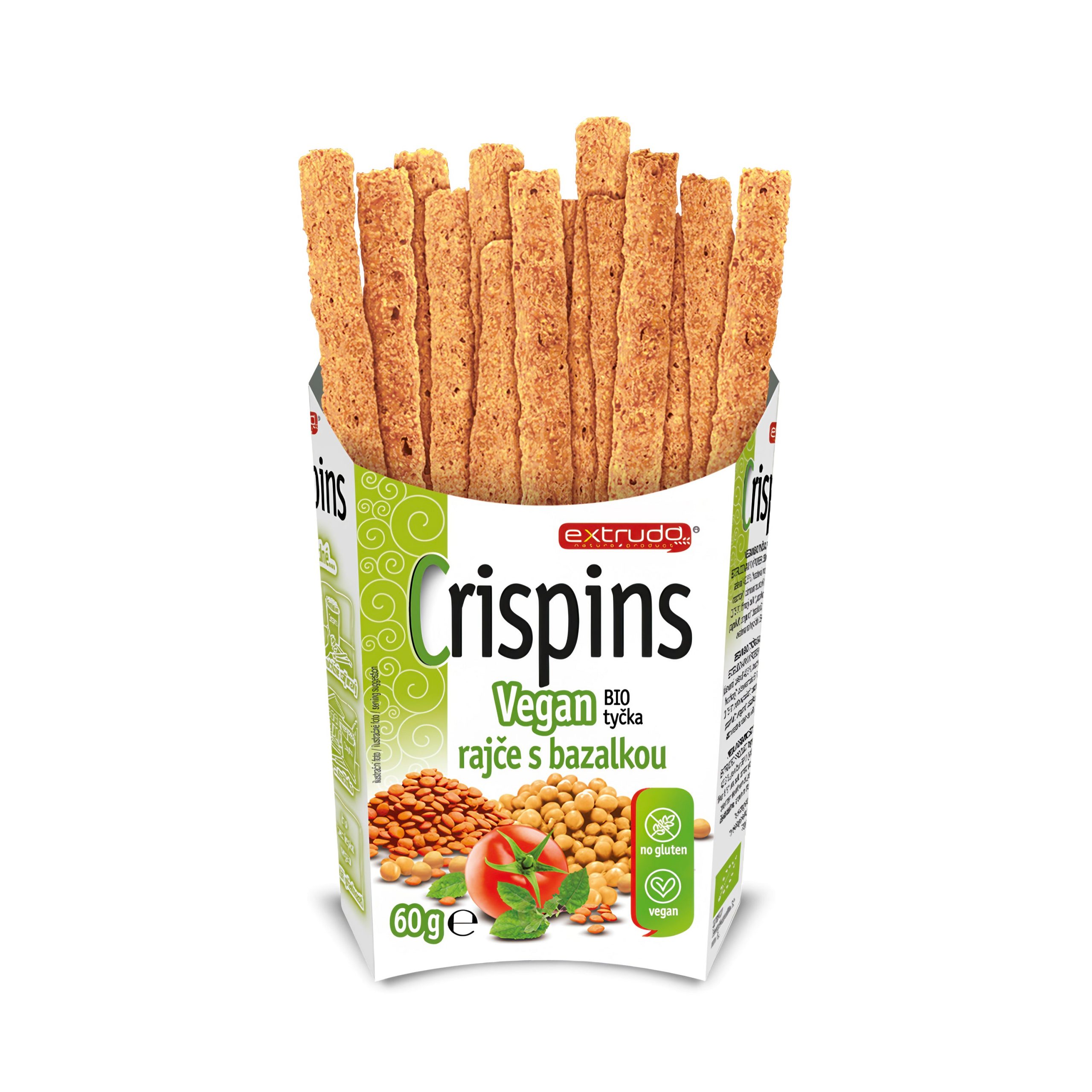 Tyčinka Crispins Vegan rajče s bazalkou 60 g BIO EXTRUDO Tyčinka Crispins Vegan rajče s bazalkou 60 g BIO EXTRUDO