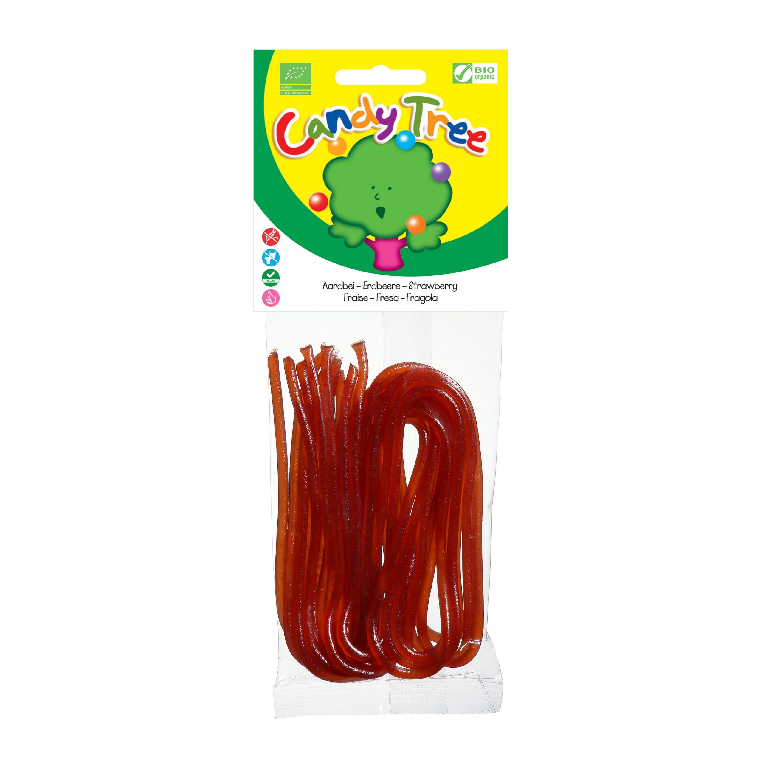 Provázky s příchutí jahod 75 g BIO   CANDY TREE Provázky s příchutí jahod 75 g BIO   CANDY TREE