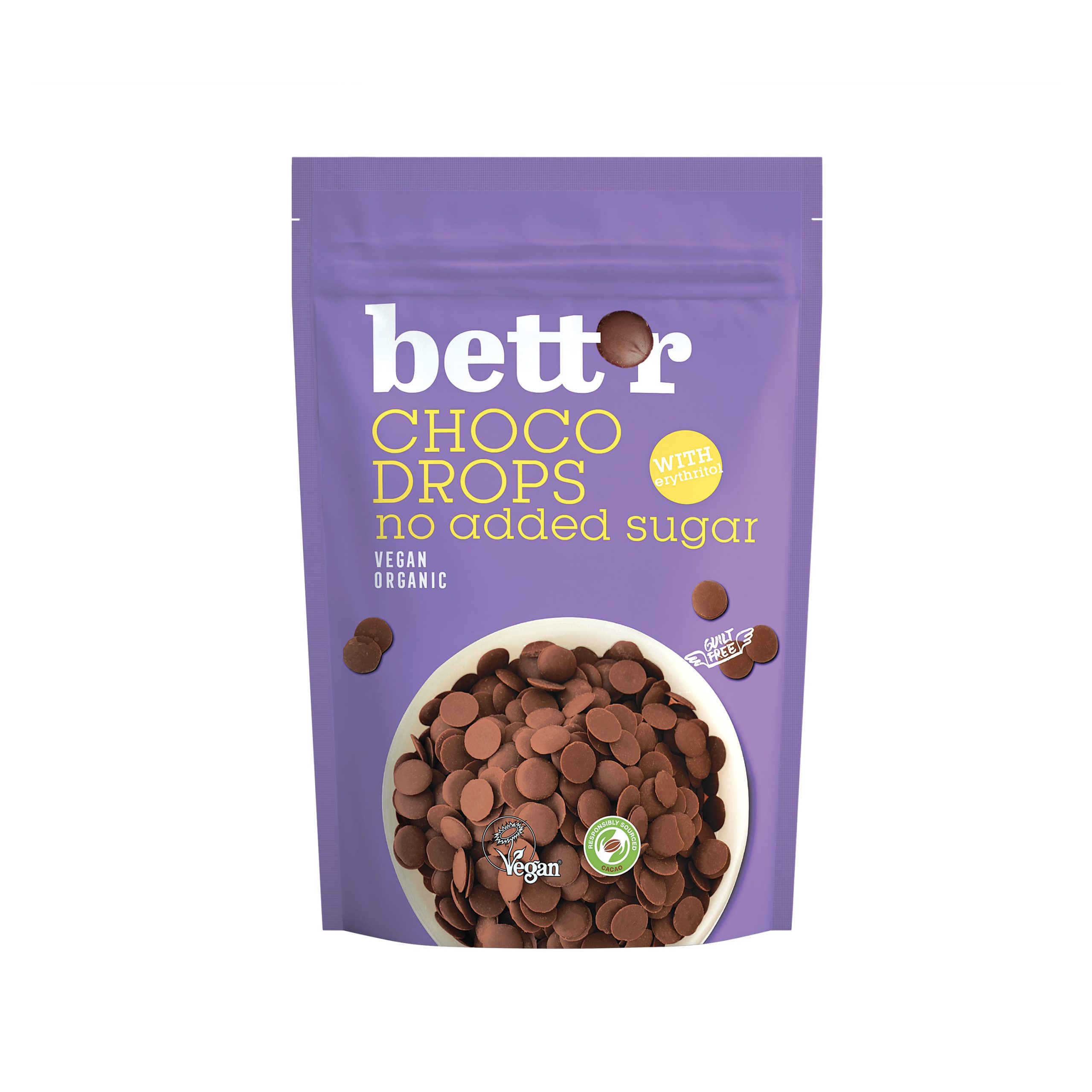 Pecičky čokoládové bez přidaného cukru veganské  200 g BIO   BETT´R Pecičky čokoládové bez přidaného cukru veganské  200 g BIO   BETT´R