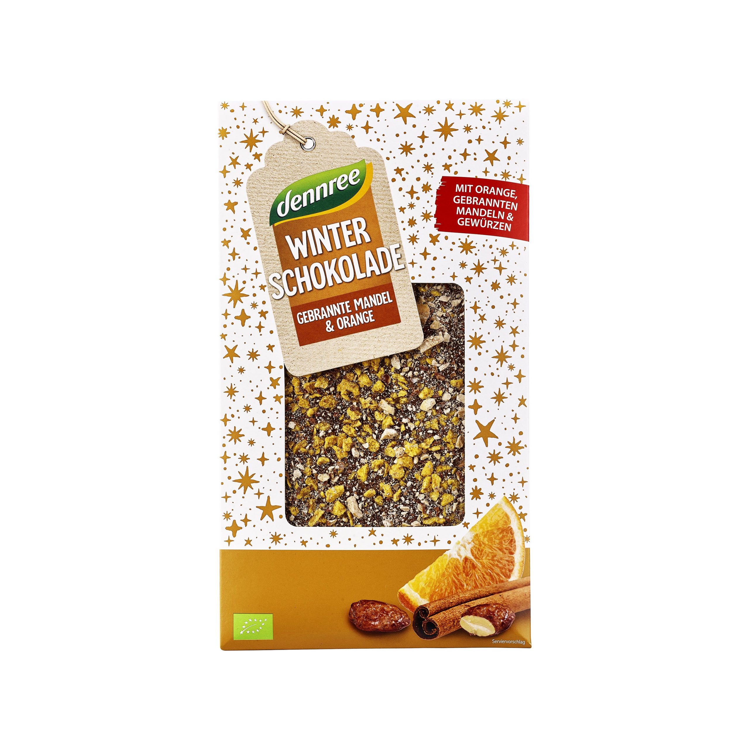 Čokoláda pomeranč a mandle 100 g BIO   DENNREE Čokoláda pomeranč a mandle 100 g BIO   DENNREE