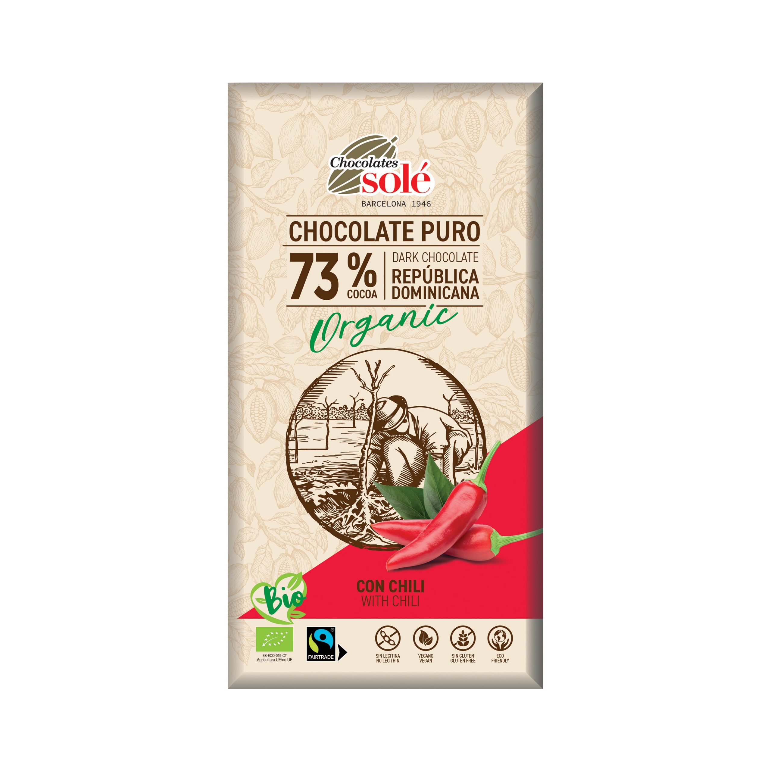 Čokoláda hořká s chilli 100 g BIO   SOLÉ Čokoláda hořká s chilli 100 g BIO   SOLÉ