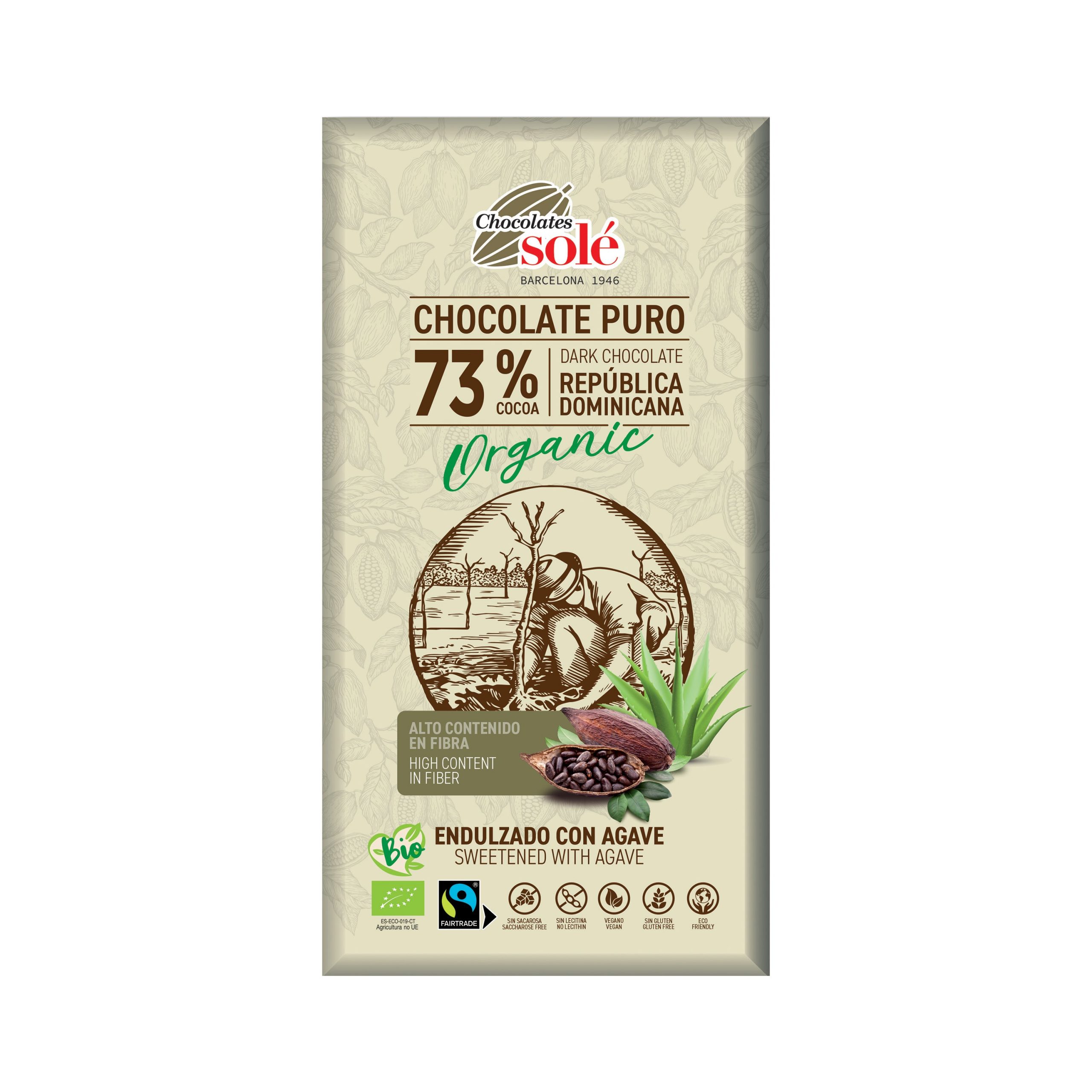 Čokoláda hořká se sirupem z agáve 100 g BIO   SOLÉ Čokoláda hořká se sirupem z agáve 100 g BIO   SOLÉ