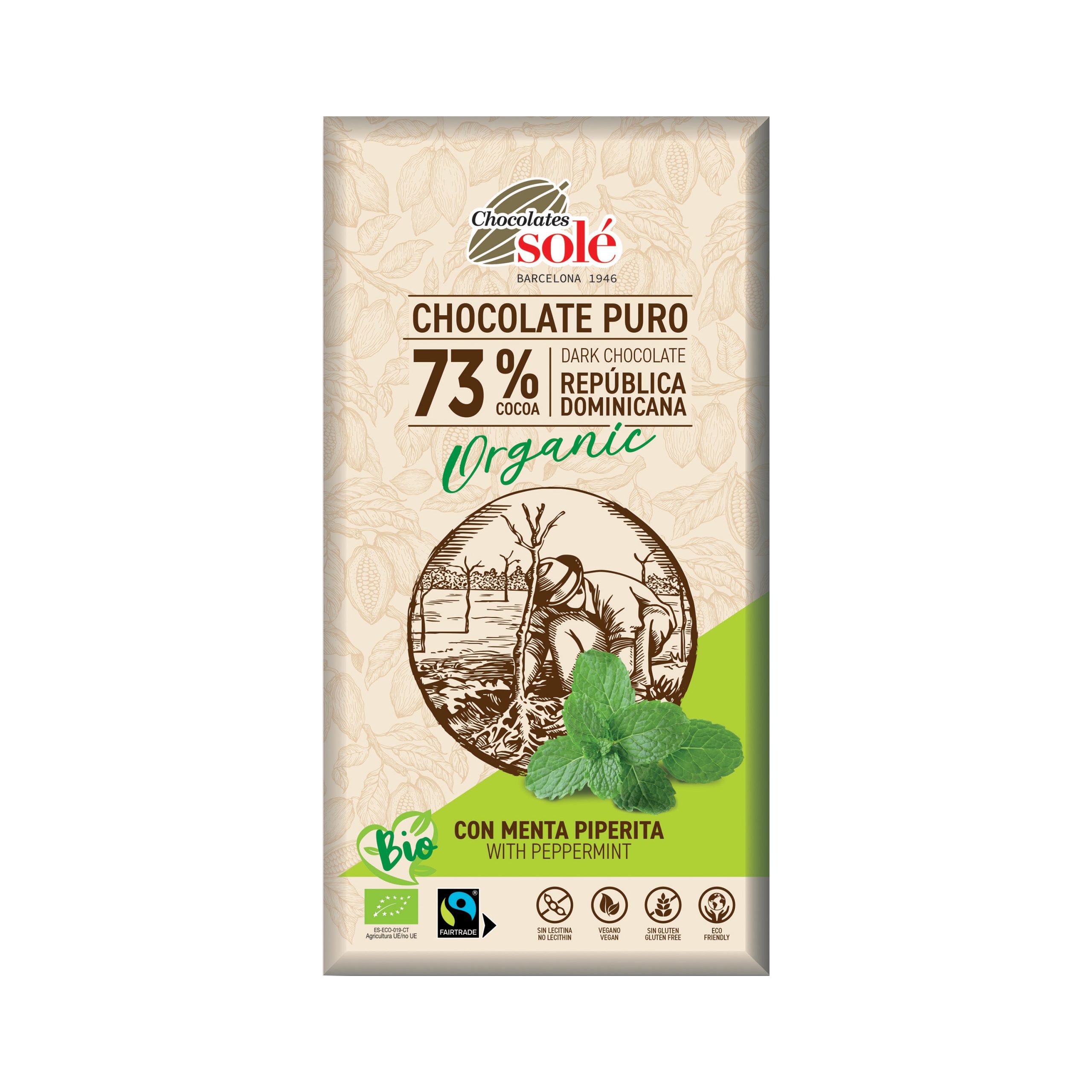 Čokoláda hořká s mátou 100 g BIO   SOLÉ Čokoláda hořká s mátou 100 g BIO   SOLÉ
