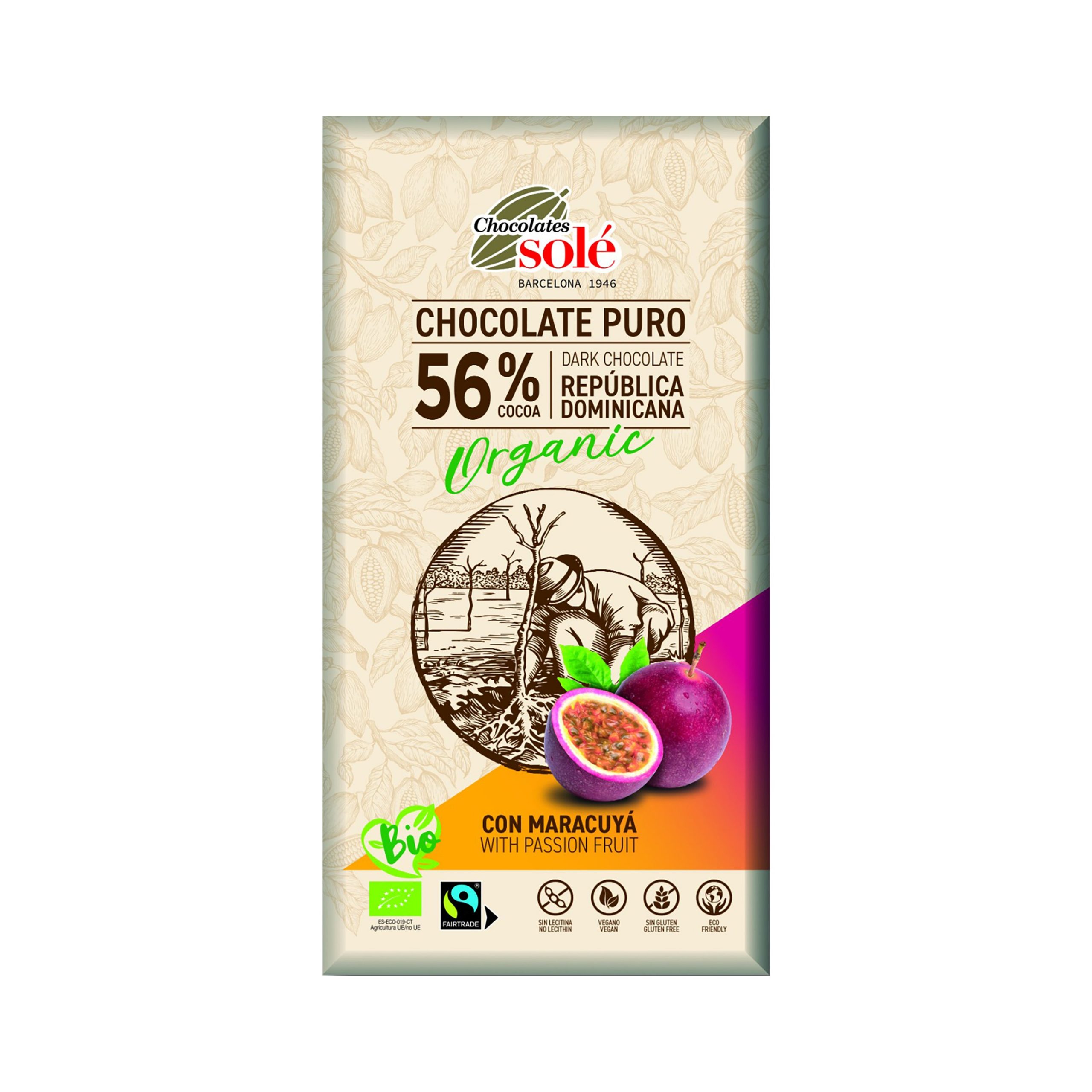 Čokoláda hořká s marakujou 100 g BIO   SOLÉ Čokoláda hořká s marakujou 100 g BIO   SOLÉ