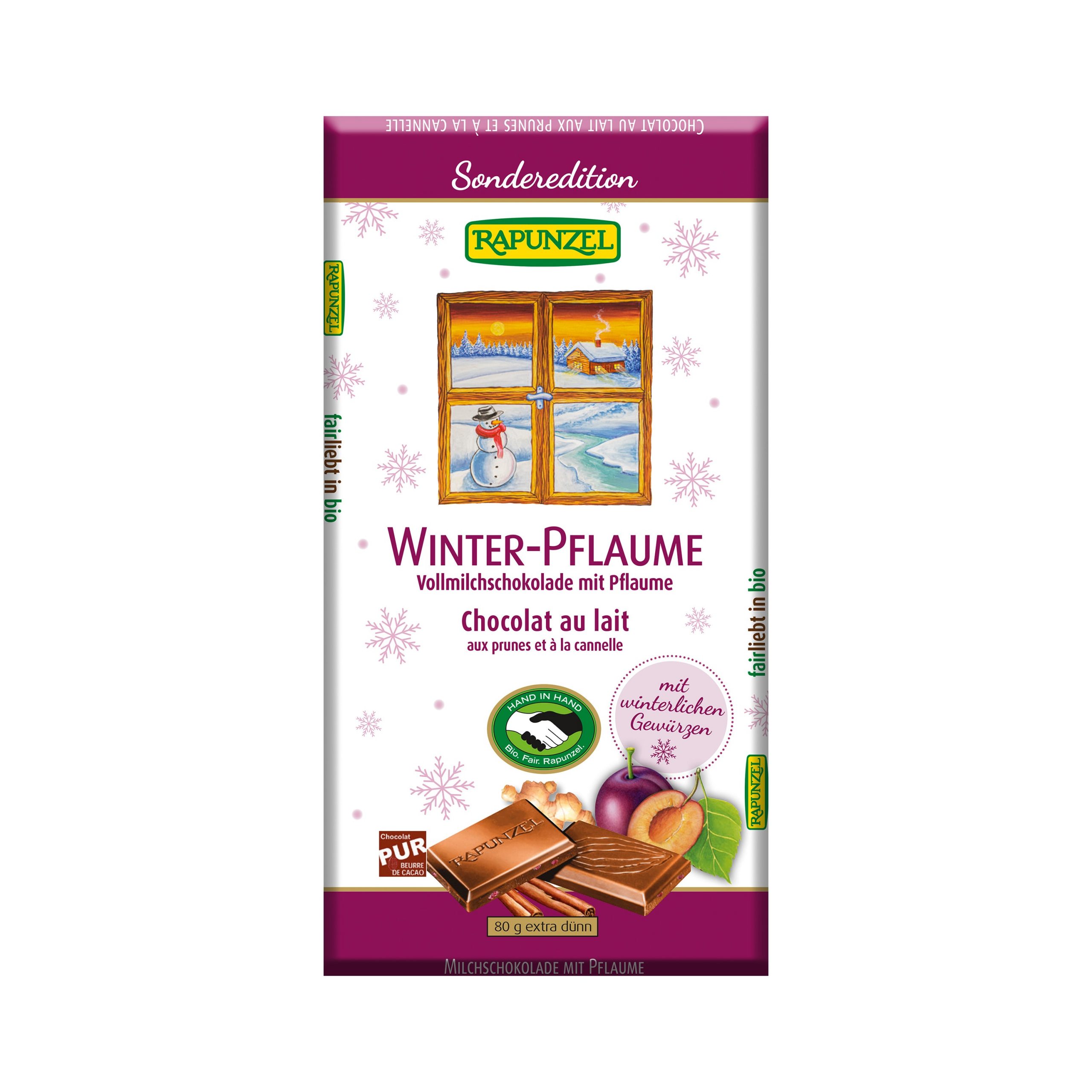 Čokoláda mléčná zimní se švestkami 80 g BIO   RAPUNZEL Čokoláda mléčná zimní se švestkami 80 g BIO   RAPUNZEL