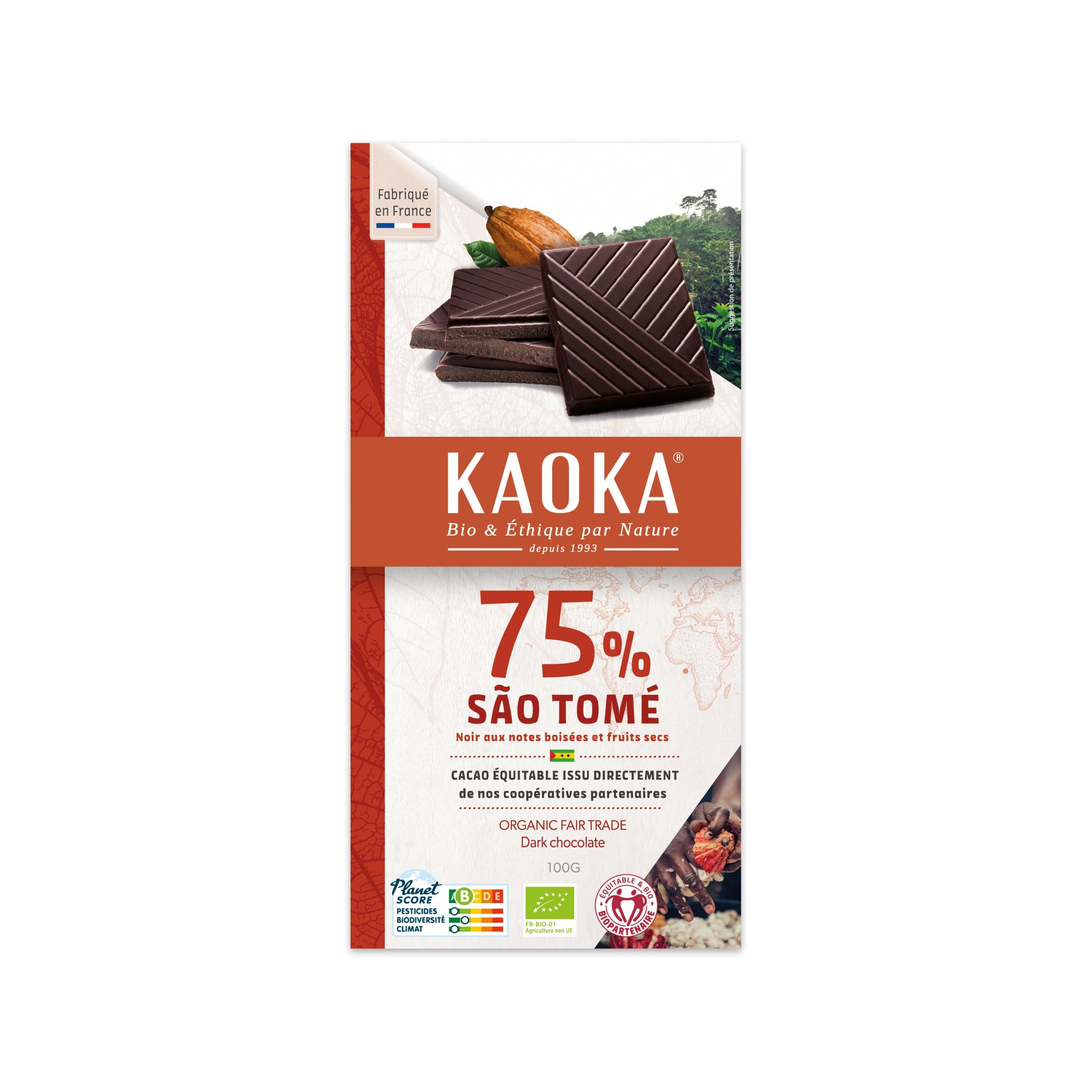 Čokoláda hořká Sao Tomé 75 % 100 g BIO   KAOKA Čokoláda hořká Sao Tomé 75 % 100 g BIO   KAOKA