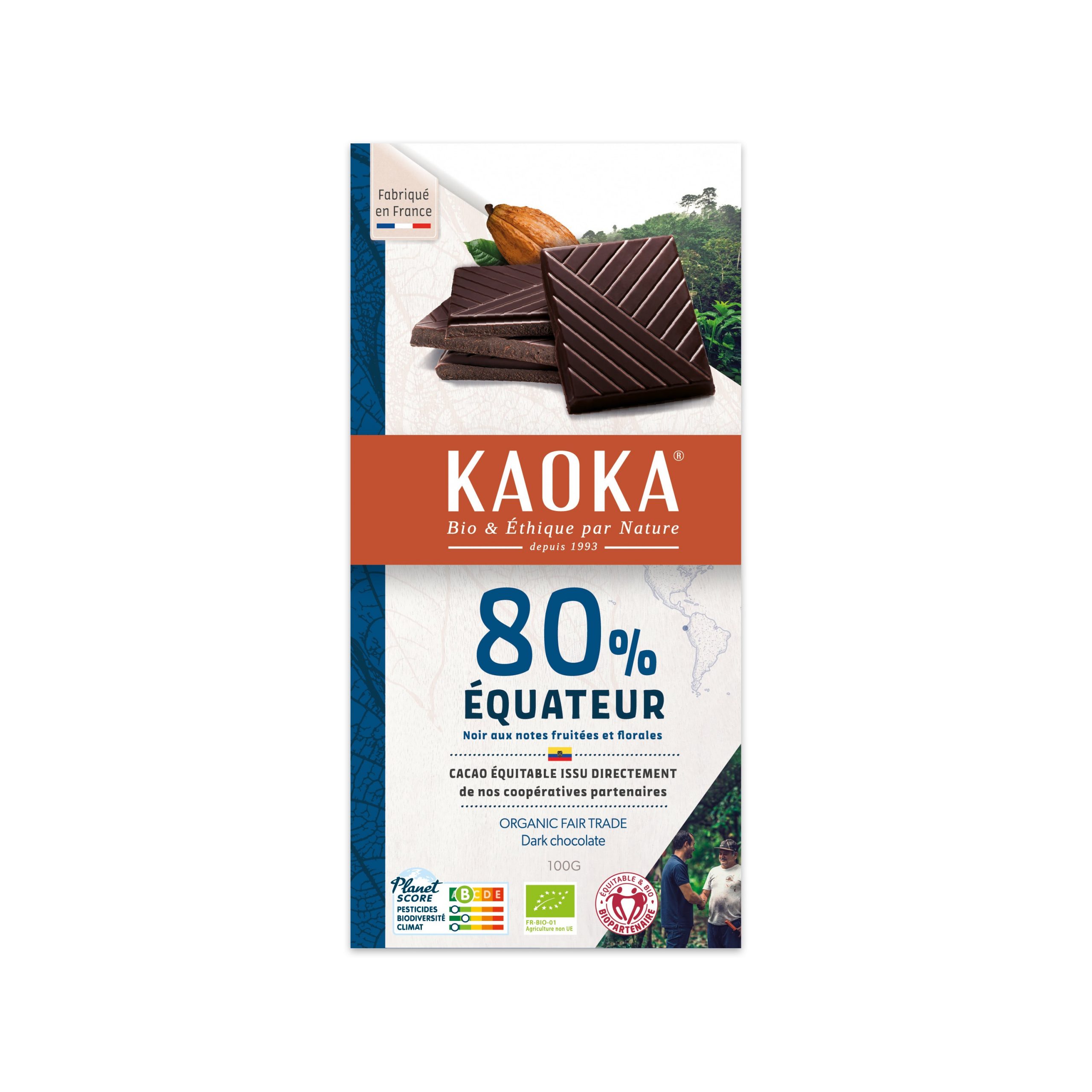 Čokoláda hořká Ekvádor 80 % 100 g BIO   KAOKA Čokoláda hořká Ekvádor 80 % 100 g BIO   KAOKA