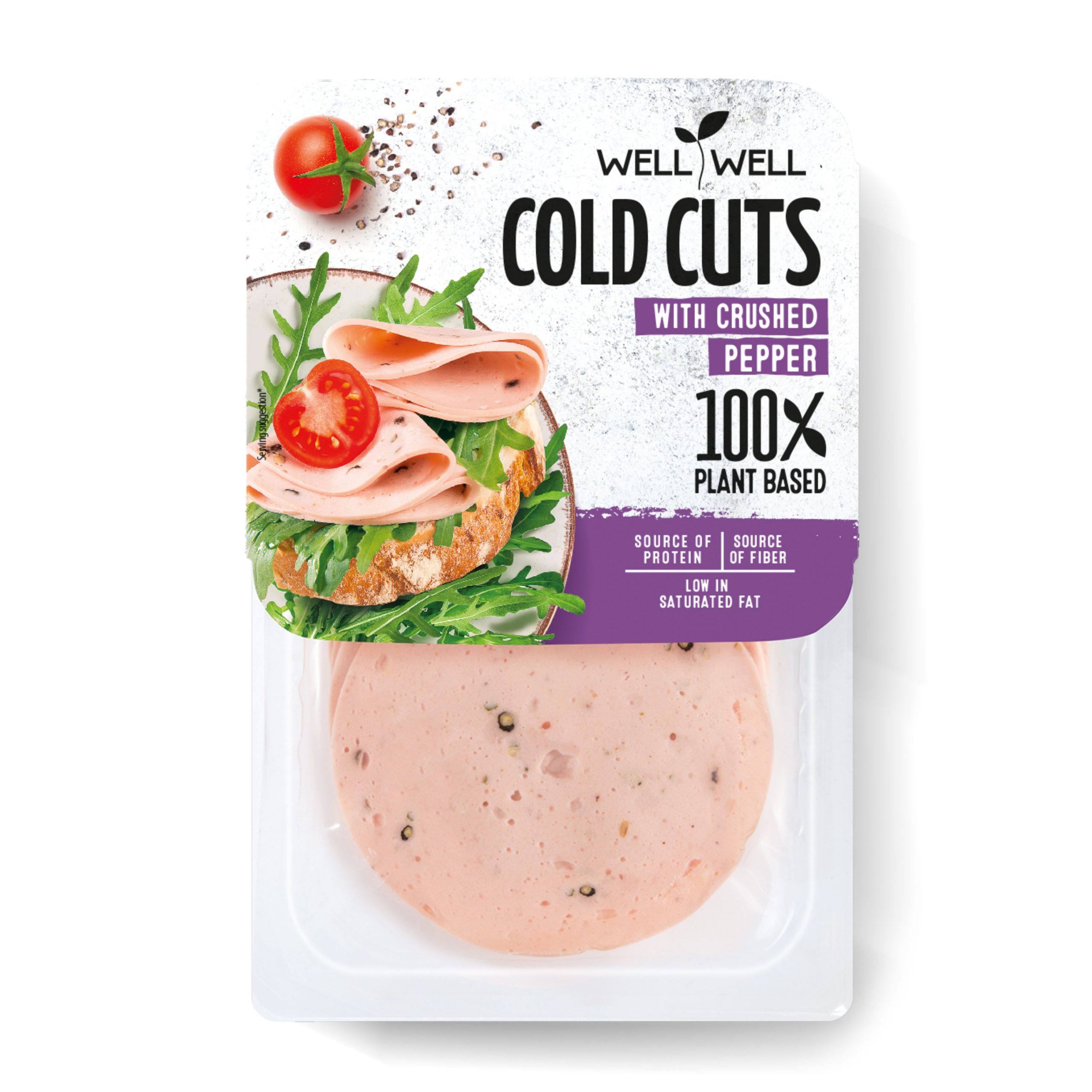 Salám z hrachové bílkoviny s barevným pepřem 100 g   WELL WELL