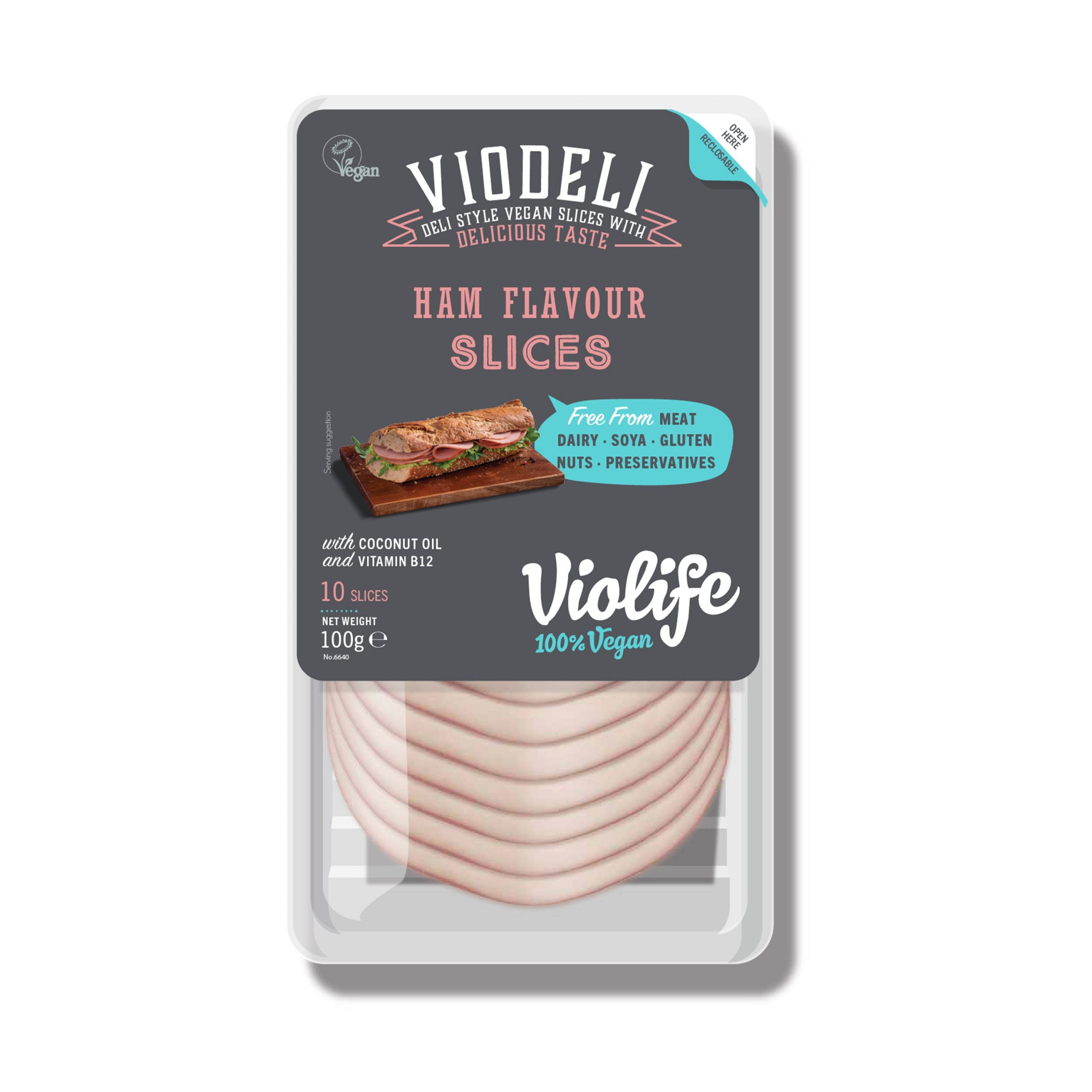 Viodeli plátky s příchutí šunky 100 g VIOLIFE Viodeli plátky s příchutí šunky 100 g VIOLIFE