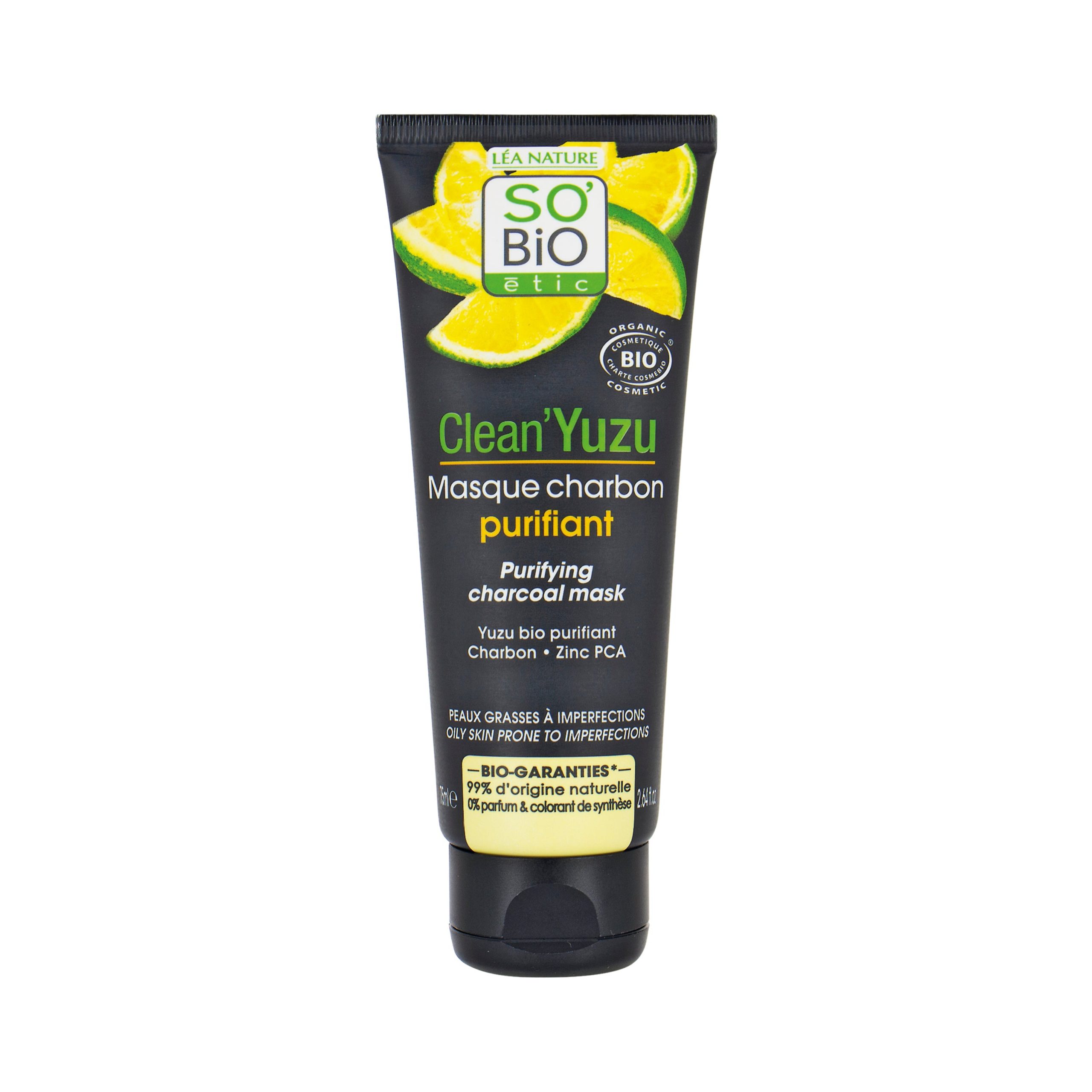 Maska pleťová čisticí s aktivním uhlím Clean Yuzu 75 ml BIO SO’BiO étic Maska pleťová čisticí s aktivním uhlím Clean Yuzu 75 ml BIO SO’BiO étic