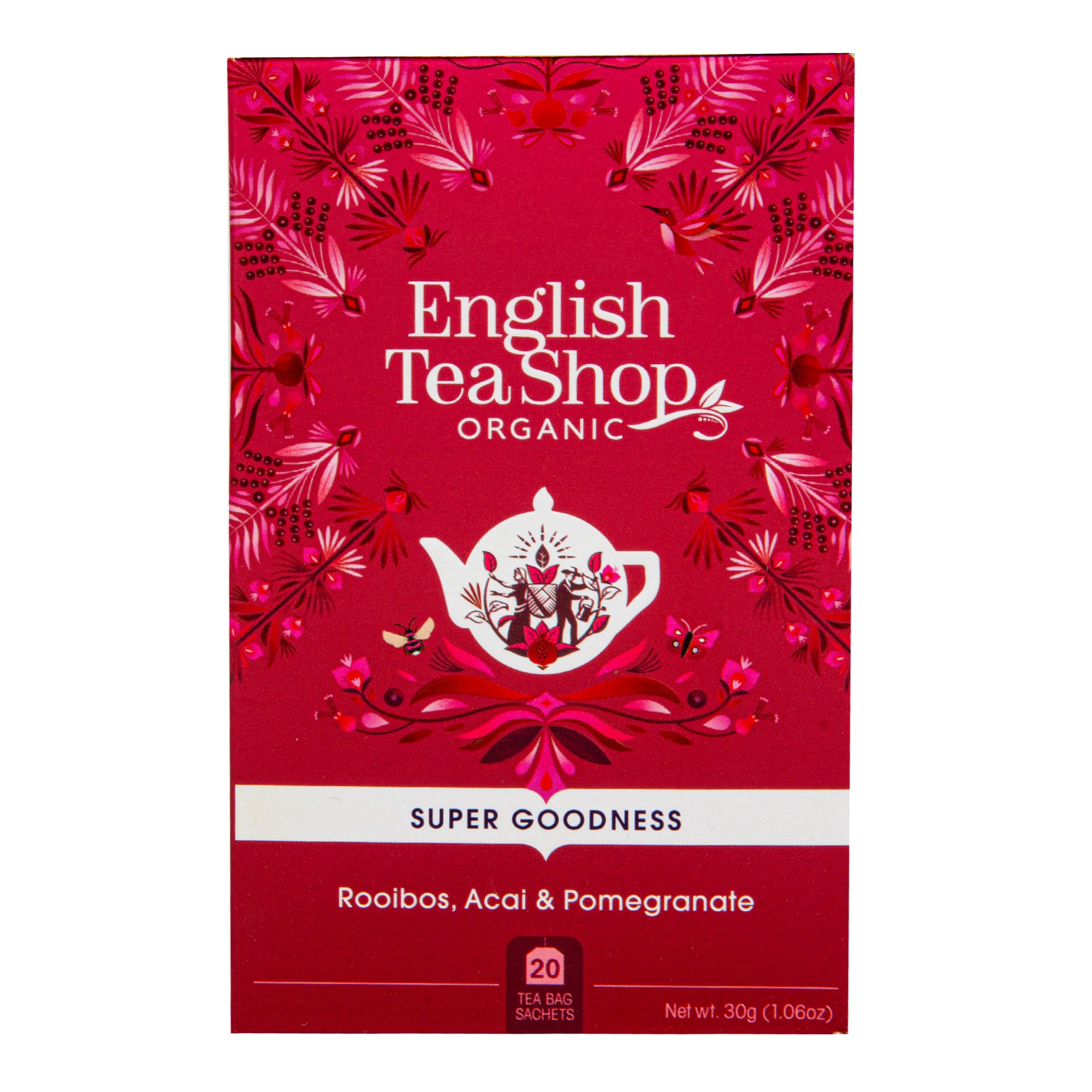Čaj Rooibos s acai a granátovým jablkem 20 sáčků BIO ENGLISH TEA SHOP Čaj Rooibos s acai a granátovým jablkem 20 sáčků BIO ENGLISH TEA SHOP