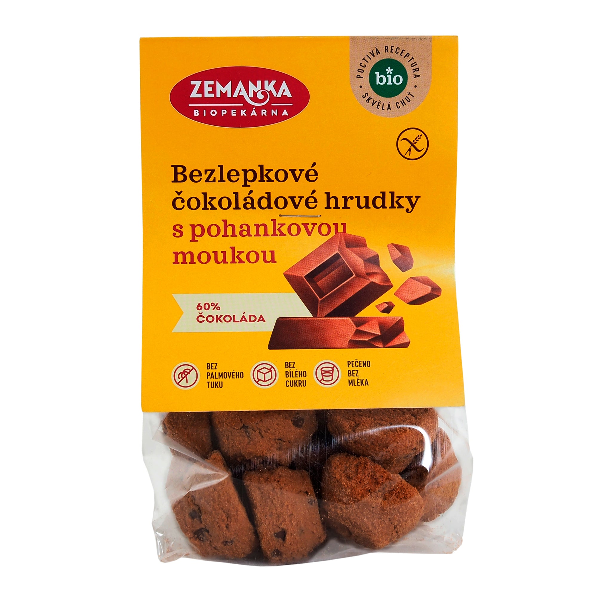 Zemanka Pohankové hrudky s čokoládou BIO – bezlepkové (100 g) – bezlepkové mlsání s 60% čokoládou Zemanka Pohankové hrudky s čokoládou BIO - bezlepkové (100 g) - bezlepkové mlsání s 60% čokoládou