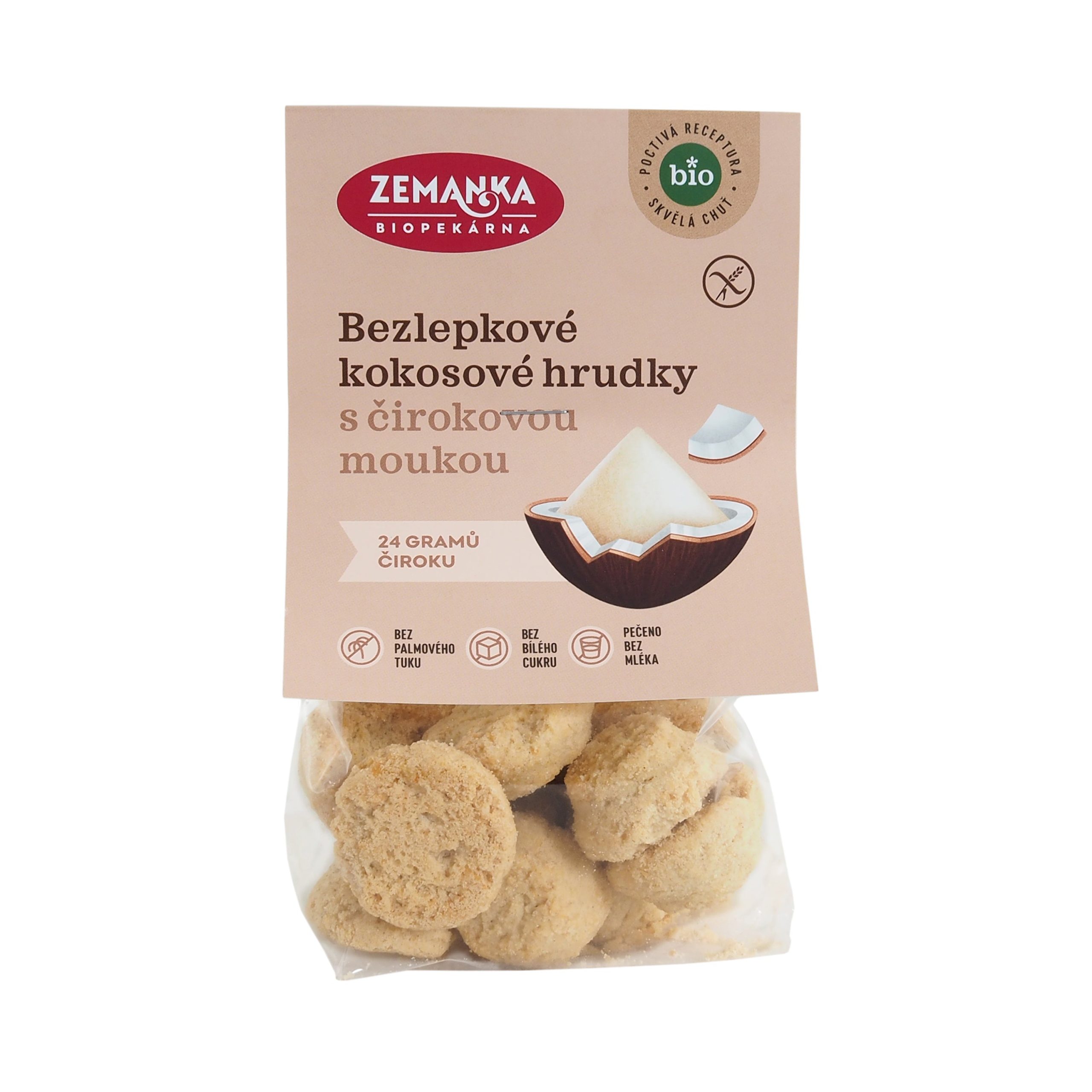 Zemanka Kokosové sušenky s čirokovou moukou BIO – bezlepkové (100 g) – bezlepkové mlsání bez bílého cukru Zemanka Kokosové sušenky s čirokovou moukou BIO - bezlepkové (100 g) - bezlepkové mlsání bez bílého cukru