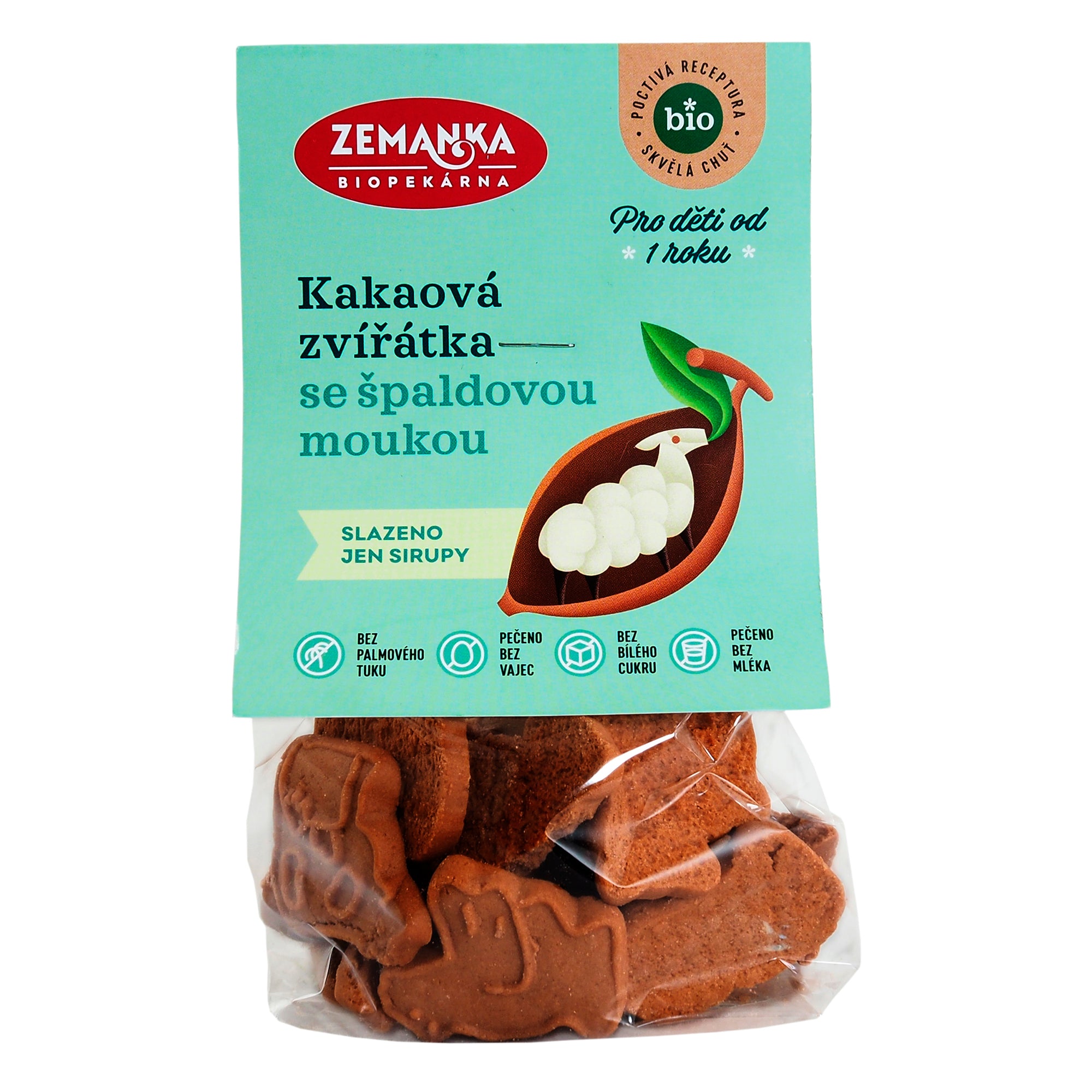 Zemanka Špaldová kakaová zvířátka BIO (100 g) – veganské mlsání pro děti od 1 roku Zemanka Špaldová kakaová zvířátka BIO (100 g) - veganské mlsání pro děti od 1 roku