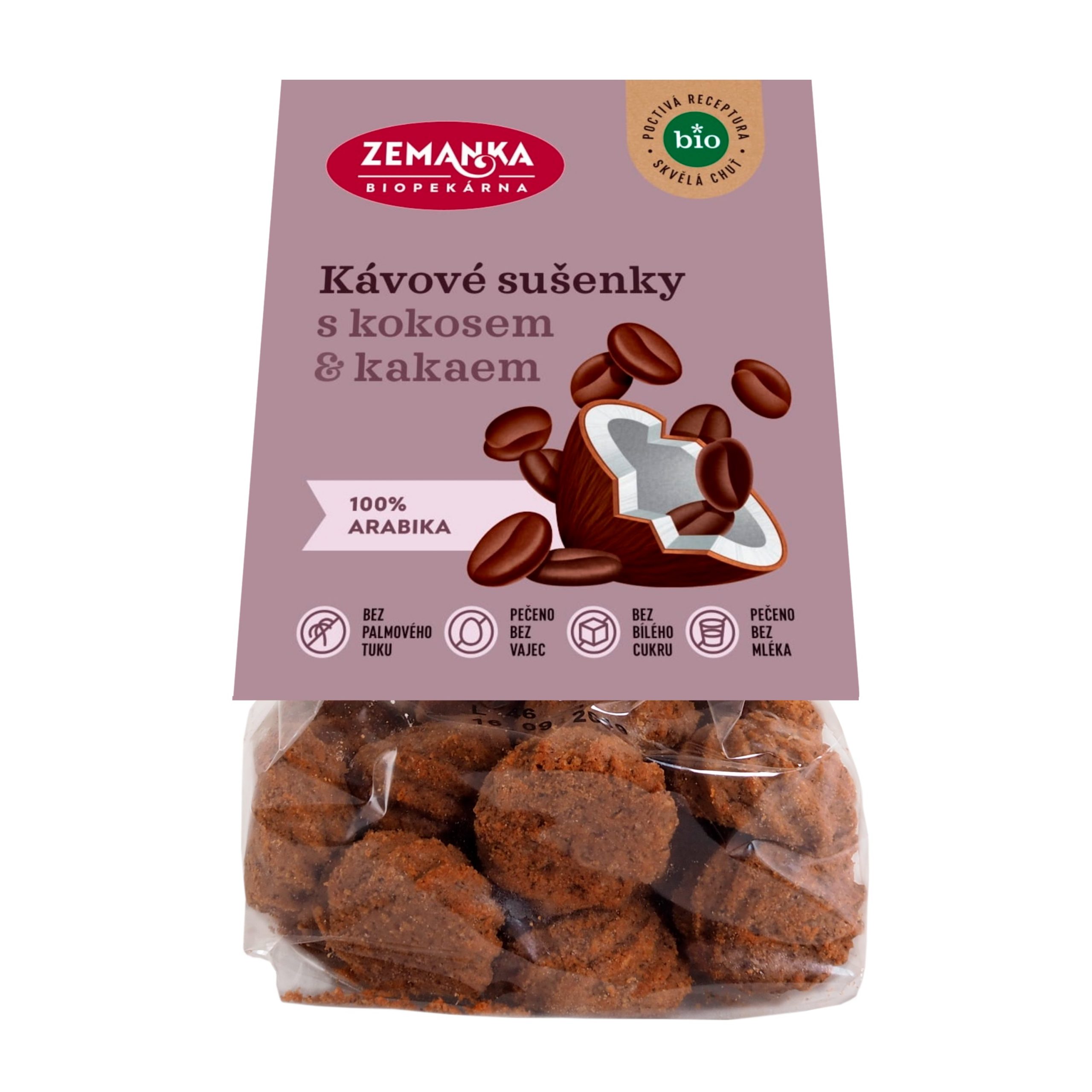 Zemanka Kávové sušenky s kokosem a kakaem BIO (100 g) – mlsání s kokosem a 100% arabikou Zemanka Kávové sušenky s kokosem a kakaem BIO (100 g) - mlsání s kokosem a 100% arabikou