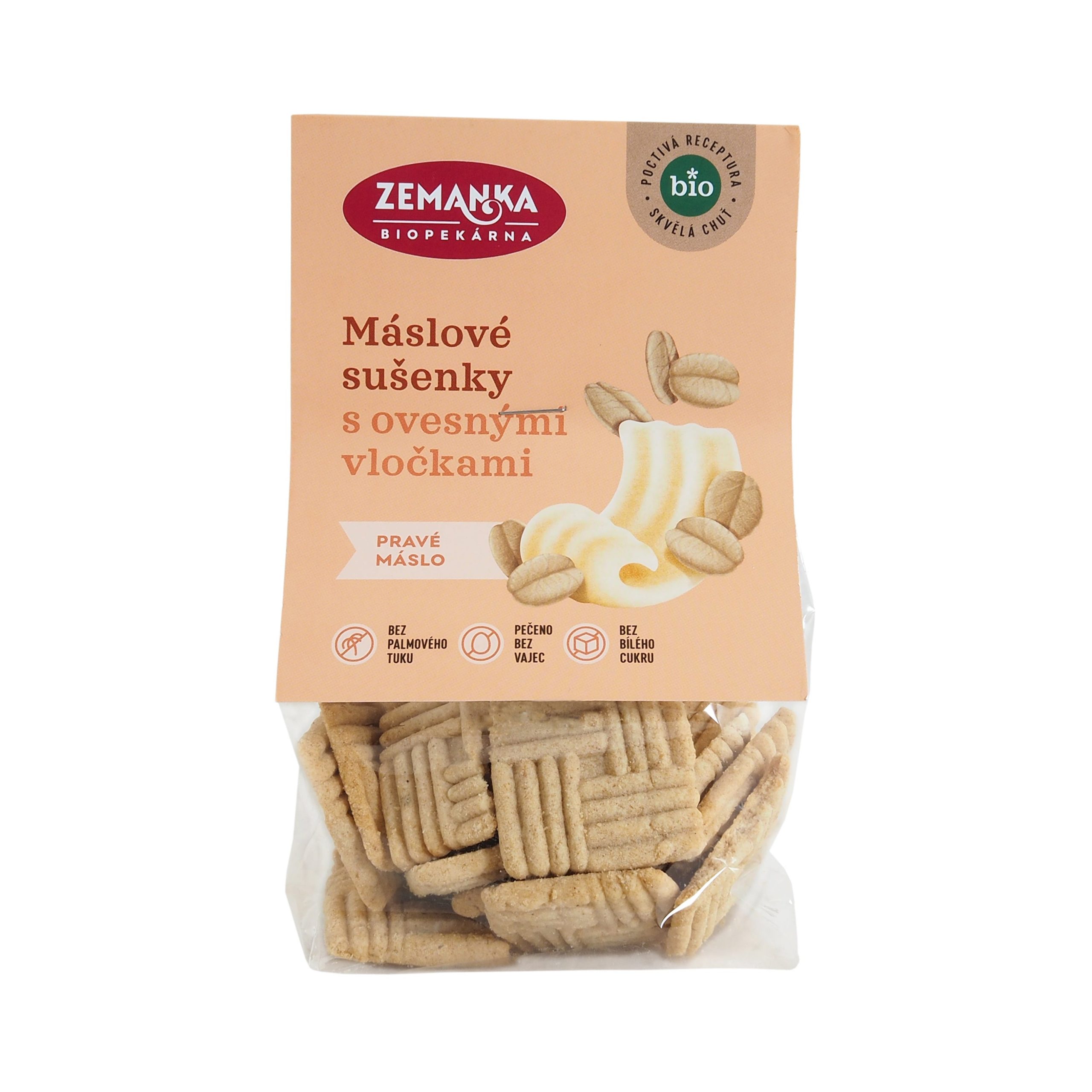 Zemanka Máslové sušenky s ovesnými vločkami BIO (100 g) – mlsání bez palmové tuku Zemanka Máslové sušenky s ovesnými vločkami BIO (100 g) - mlsání bez palmové tuku