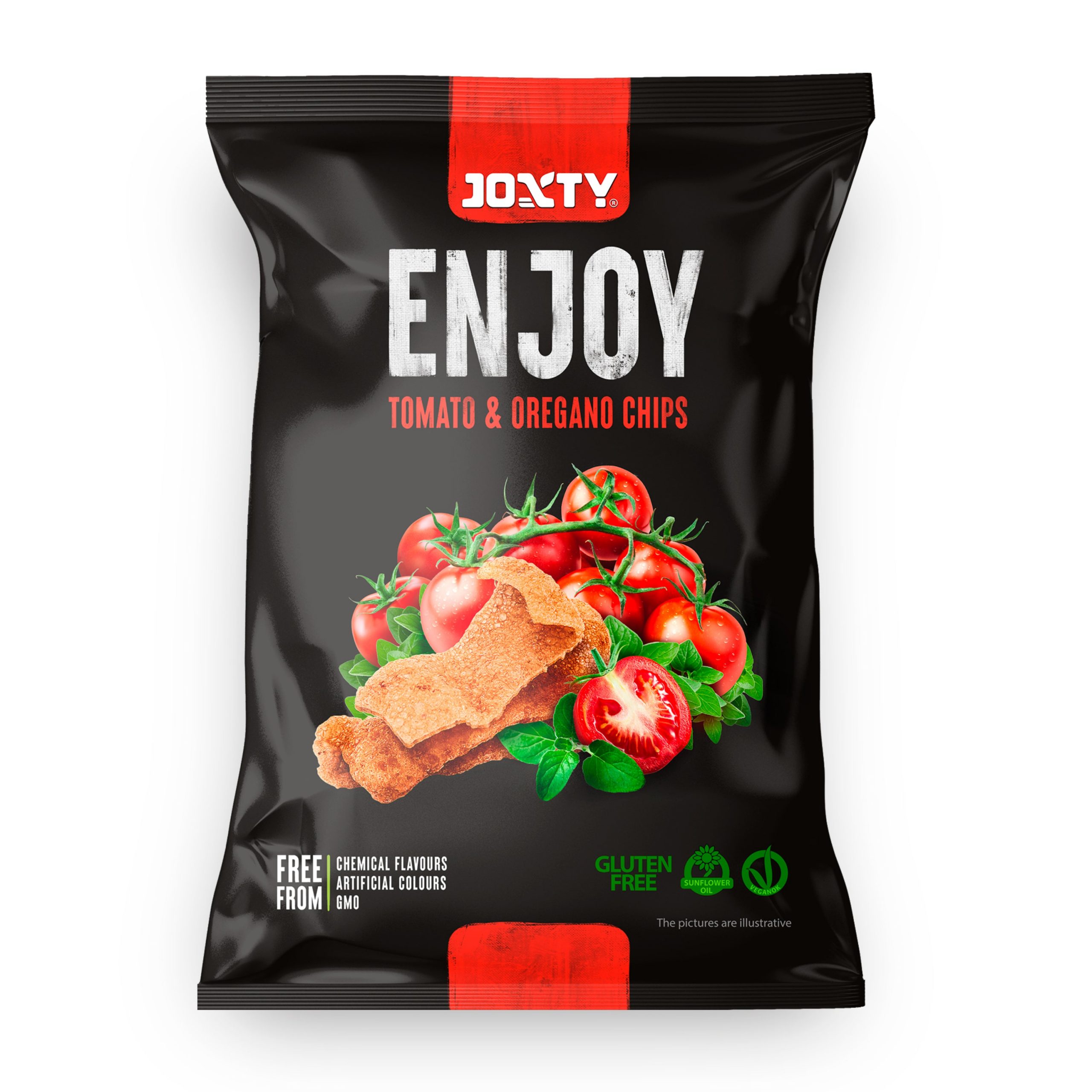 Chipsy bramborové s rajčaty a oregánem 40 g JOXTY ENJOY CHIPS Chipsy bramborové s rajčaty a oregánem 40 g JOXTY ENJOY CHIPS