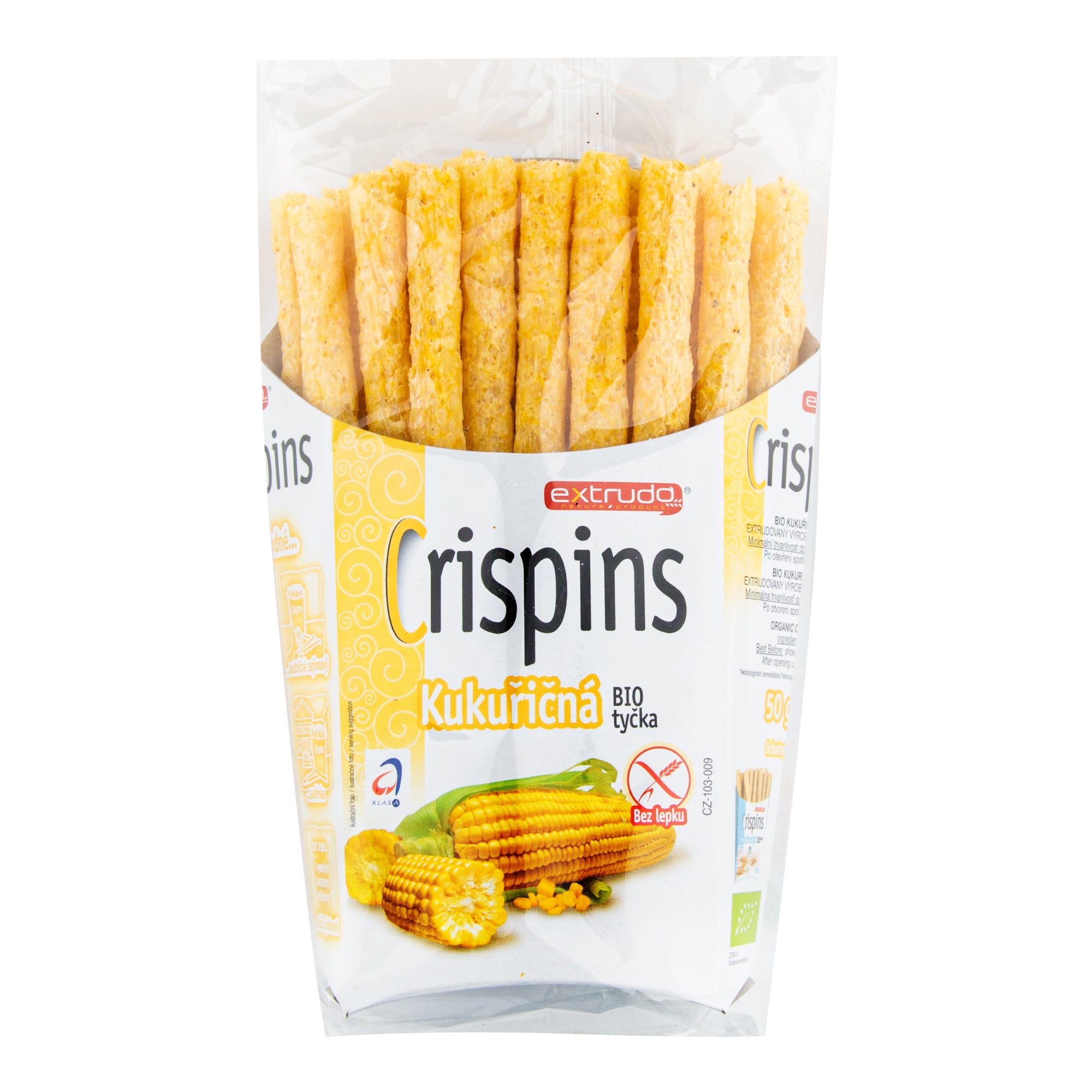 Tyčinka kukuřičná Crispins bezlepková 50 g BIO EXTRUDO Tyčinka kukuřičná Crispins bezlepková 50 g BIO EXTRUDO